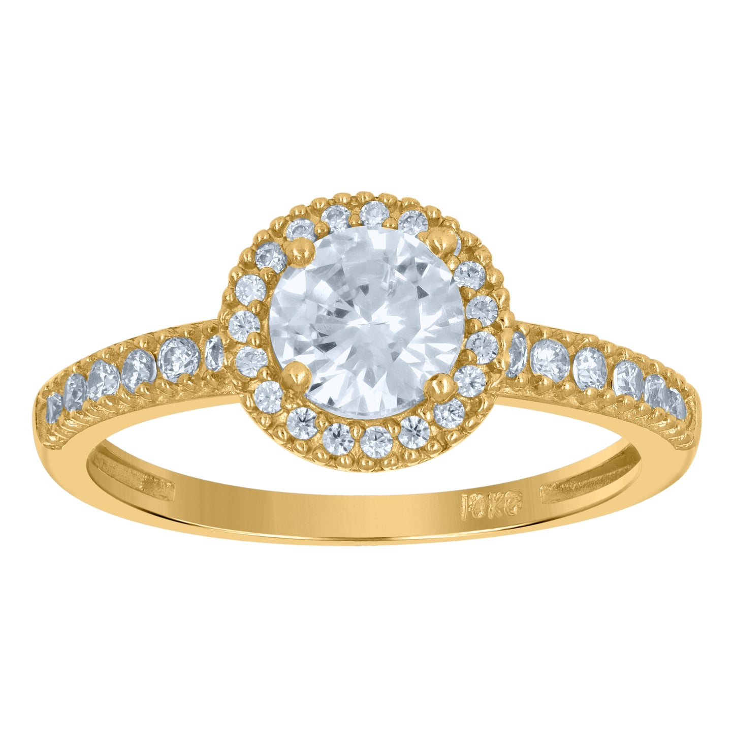 10K Two-Tone Gold Womens Cubic Zirconia Halo Engagement Ring