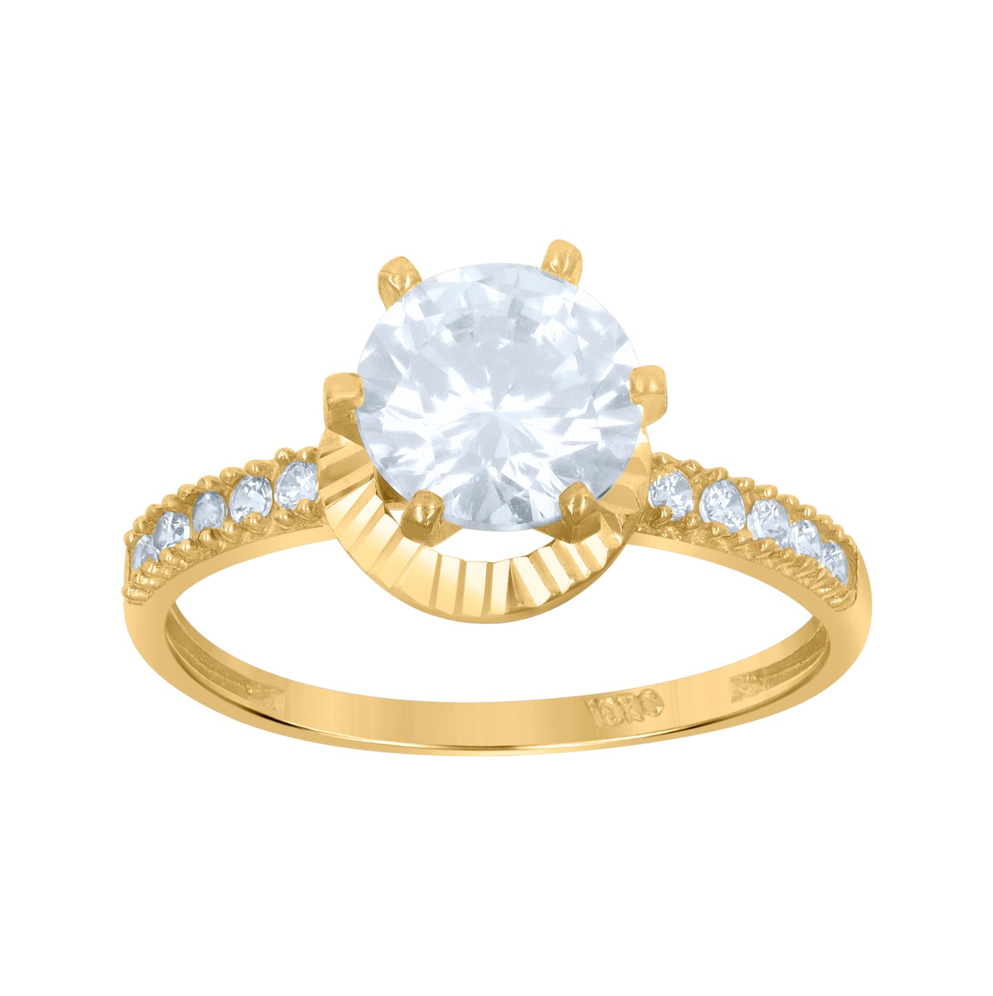 10K Two-Tone Gold Womens Cubic Zirconia Diamond Cut Engagement Ring