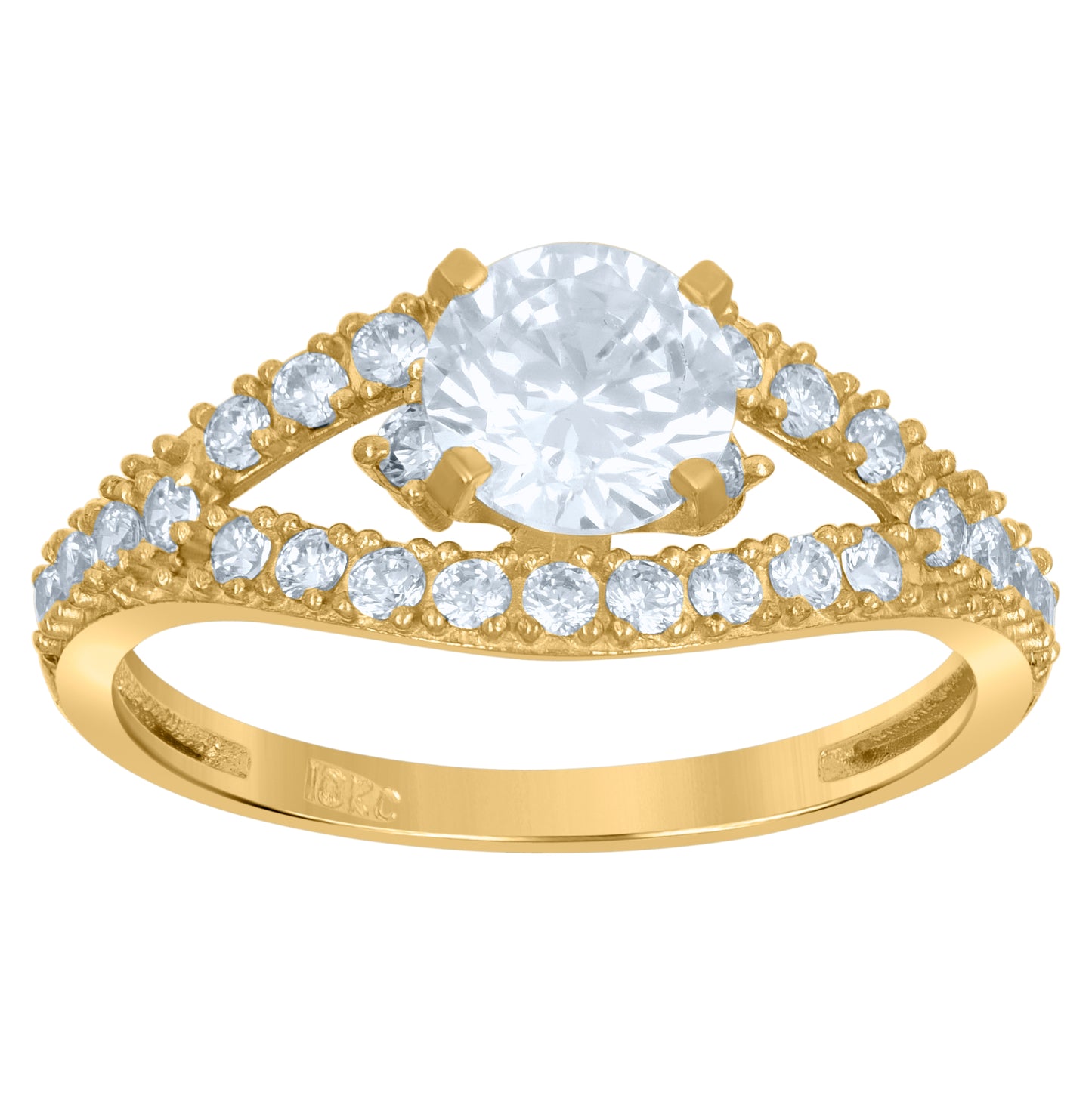 10K Two-Tone Gold Womens Cubic Zirconia Engagement Ring