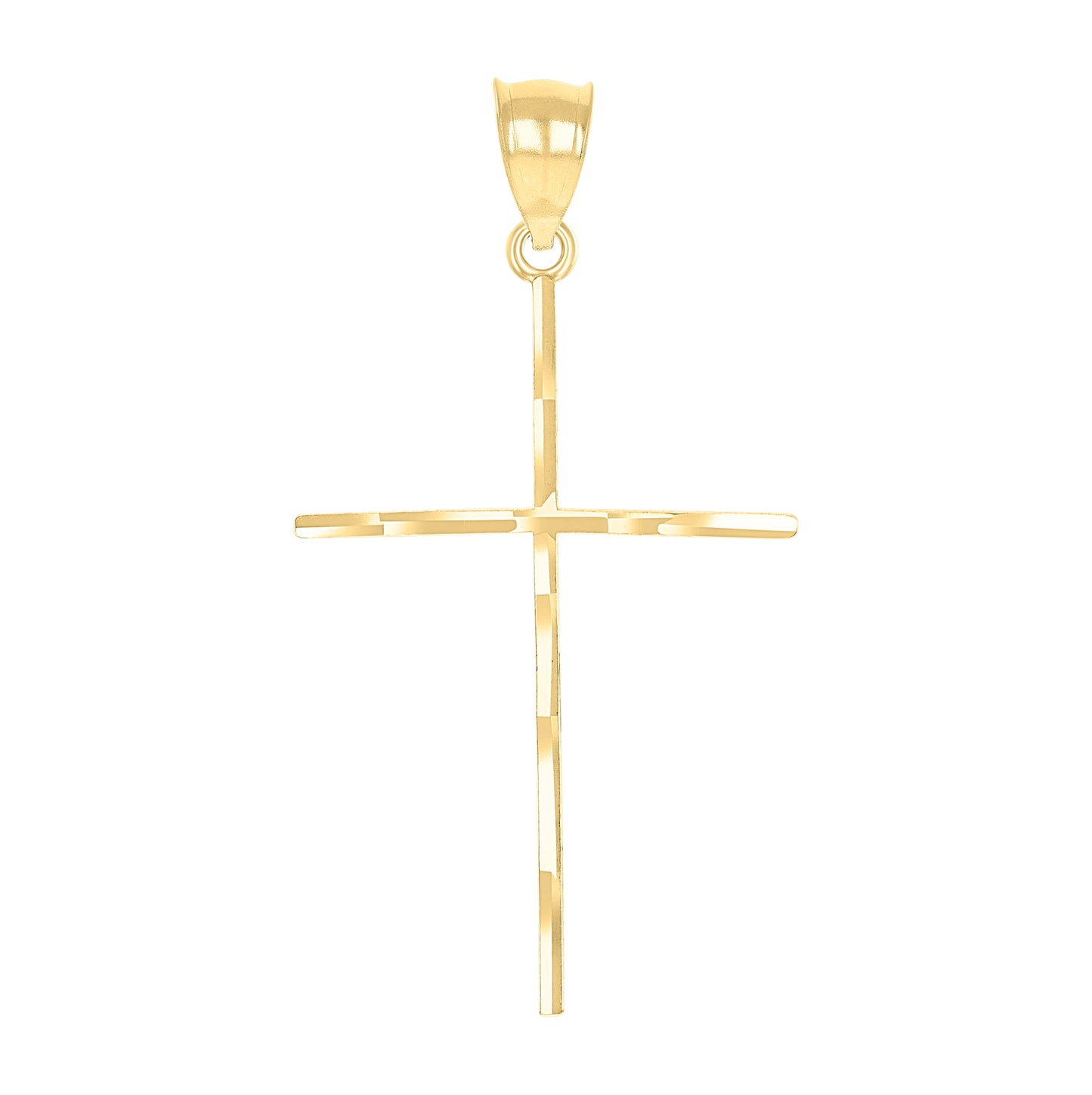 10K Gold Two-Tone Diamond-Cut Mens Cross Religious Charm Pendant