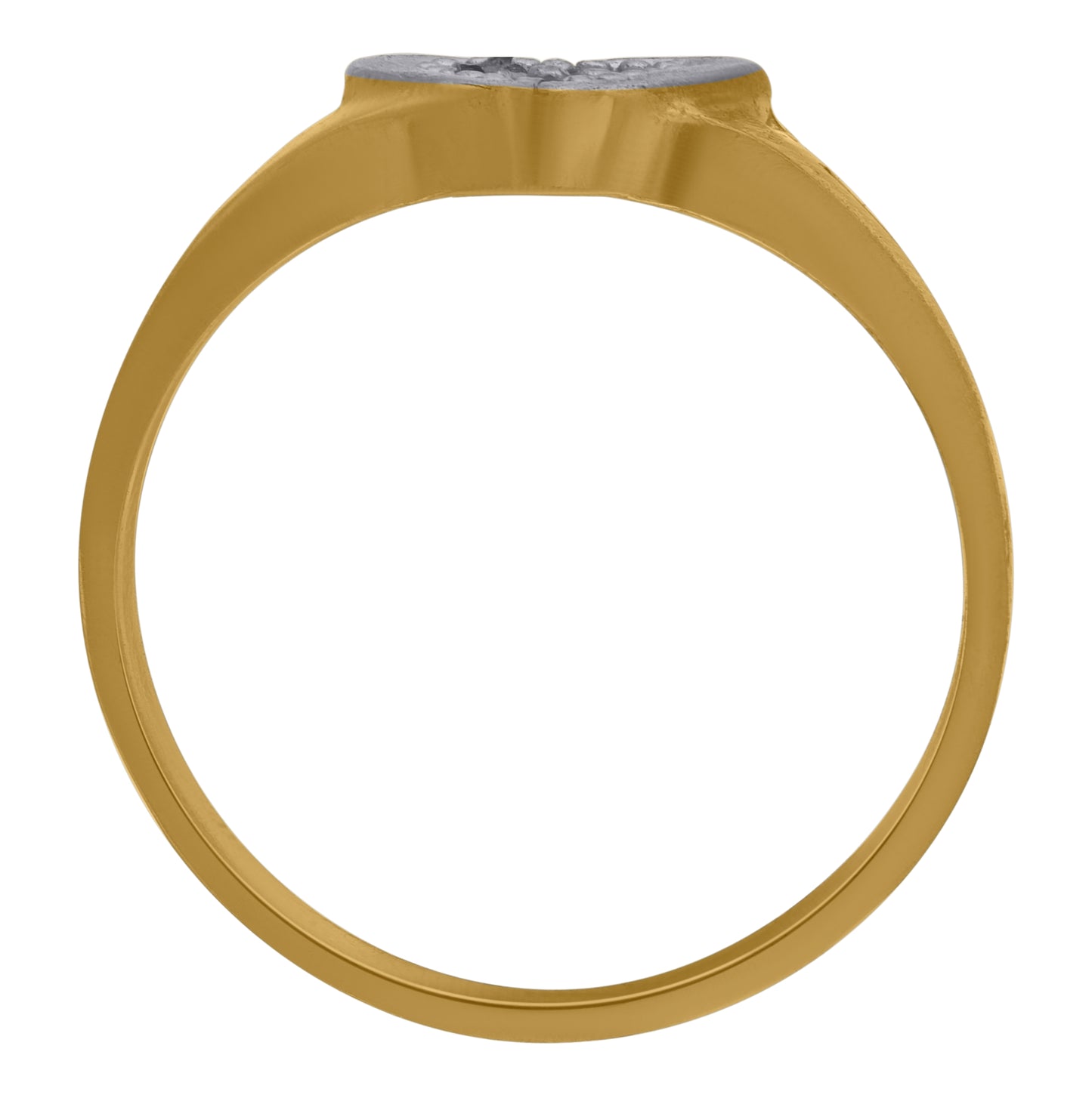 10K Gold Womens Two-Tone Cubic-Zirconia Heart Band Ring