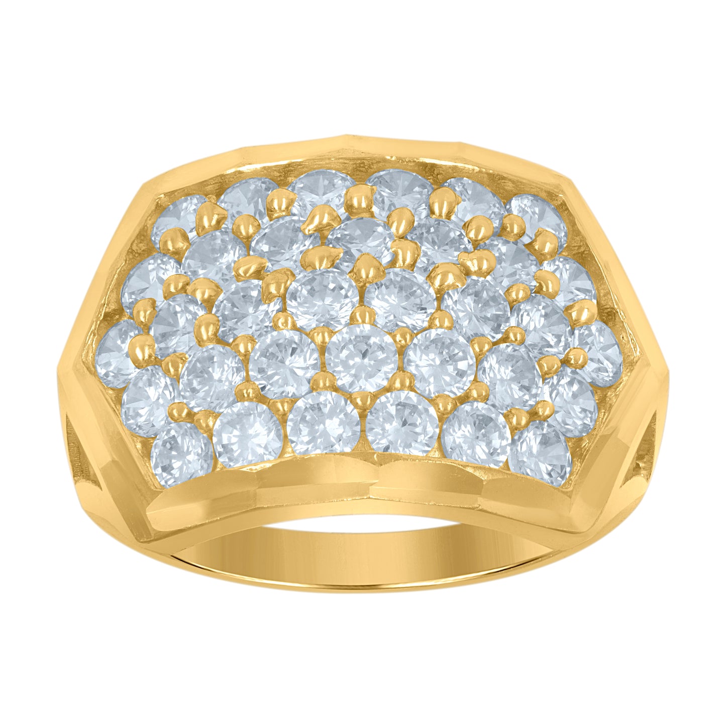 10K Two-Tone Gold Mens Cubic Zirconia Diamond Cut Engagement Ring