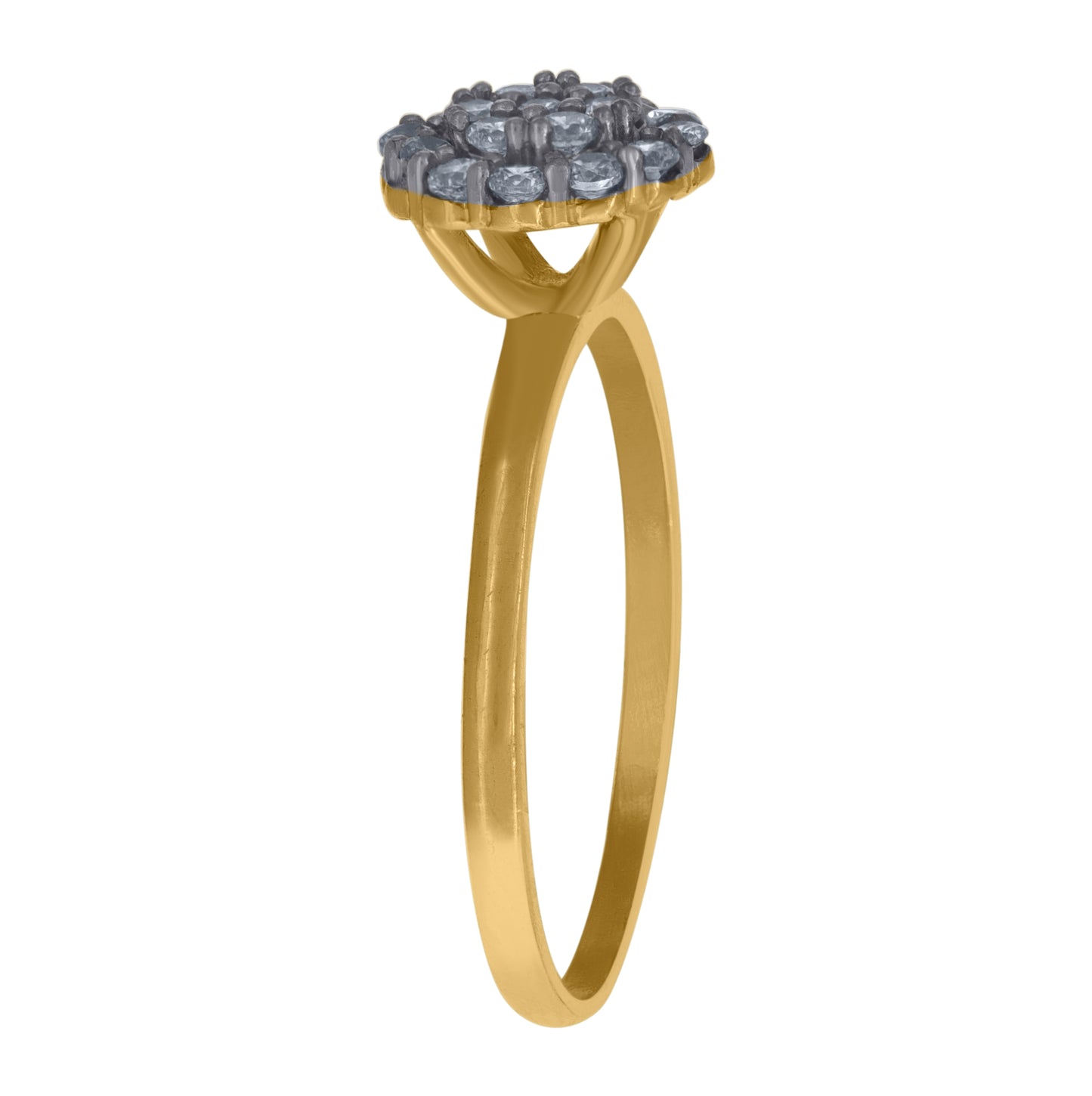 10K Two-Tone Gold Womens Cubic Zirconia Cubic-Zirconia Cluster Promise Ring