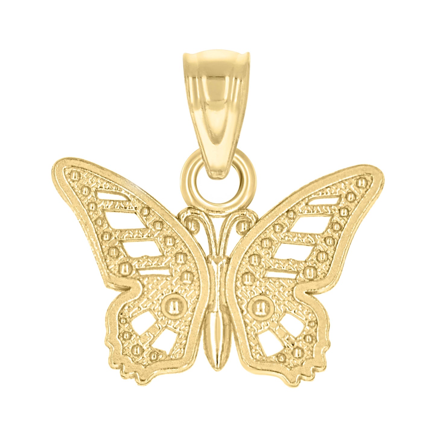 10K Yellow Gold Diamond-Cut Womens Butterfly Animal Charm Pendant