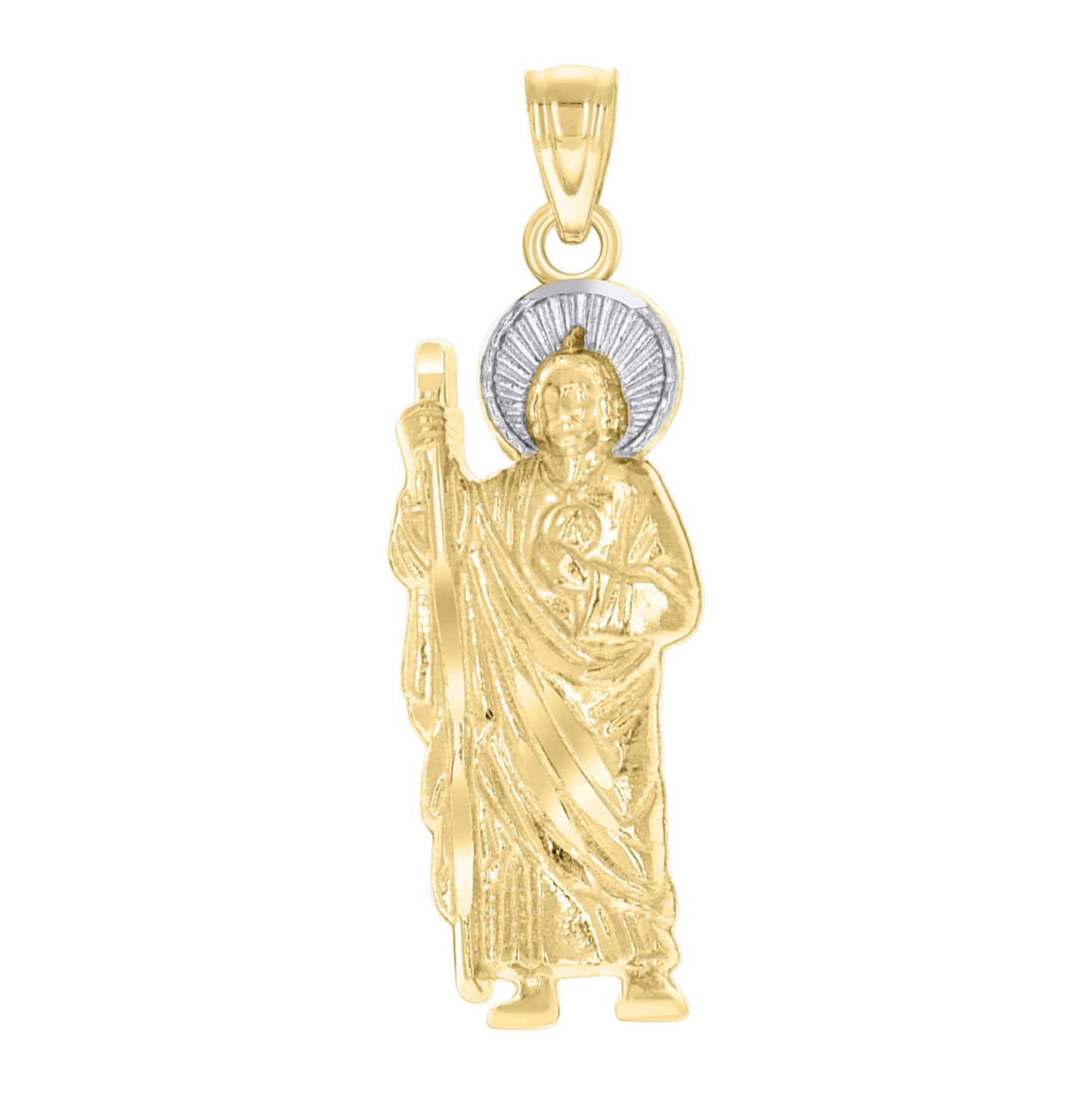 10K Gold Two-Tone Unisex Saint Jude Religious Charm Pendant