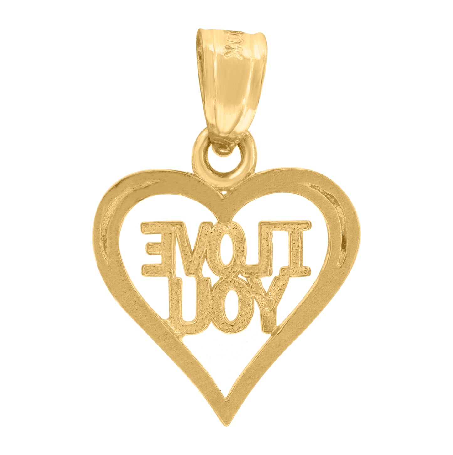 10K Yellow Gold Womens I Love You Heart Charm Pendant
