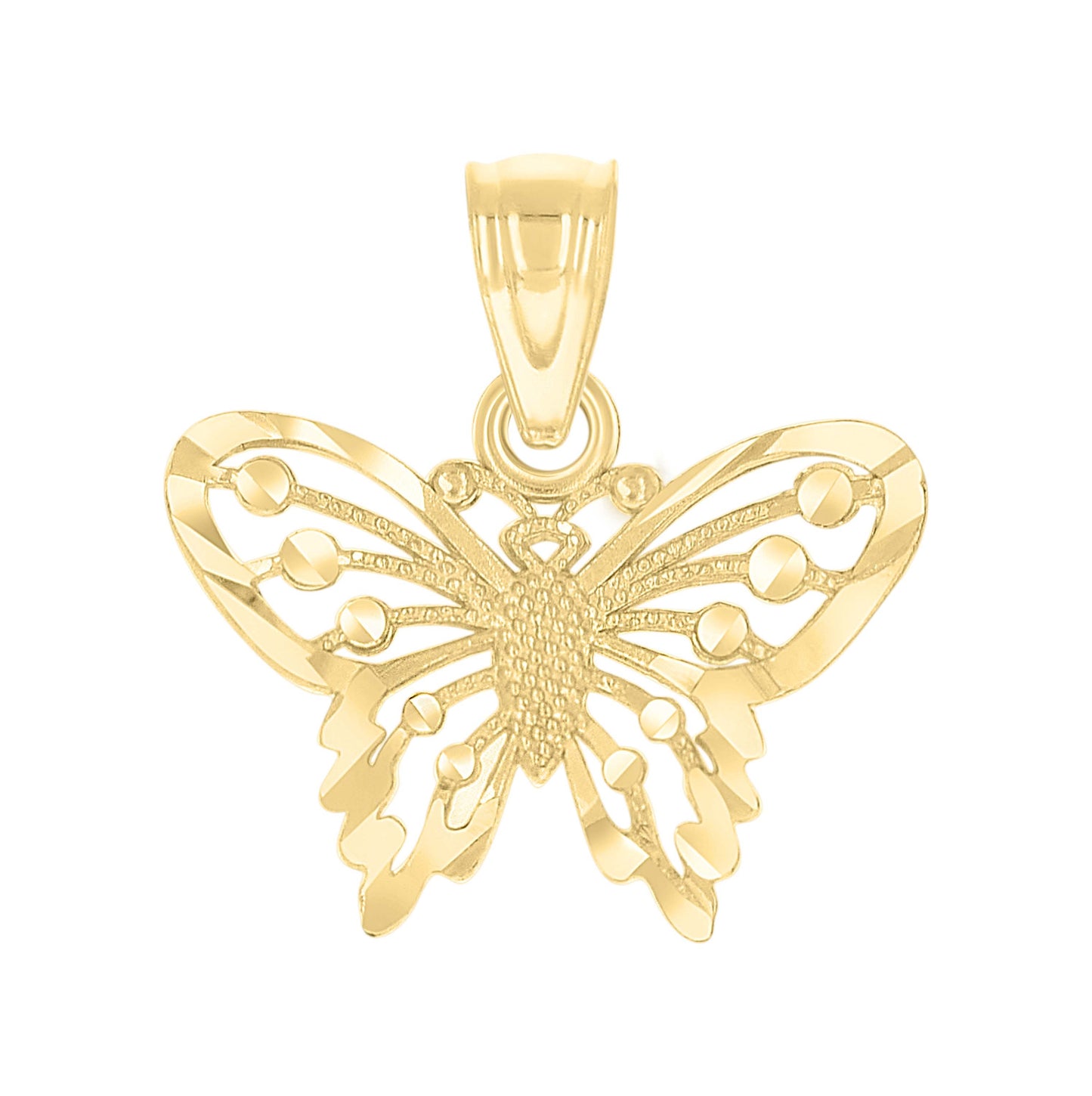 10K Yellow Gold Diamond-Cut Womens Butterfly Animal Charm Pendant