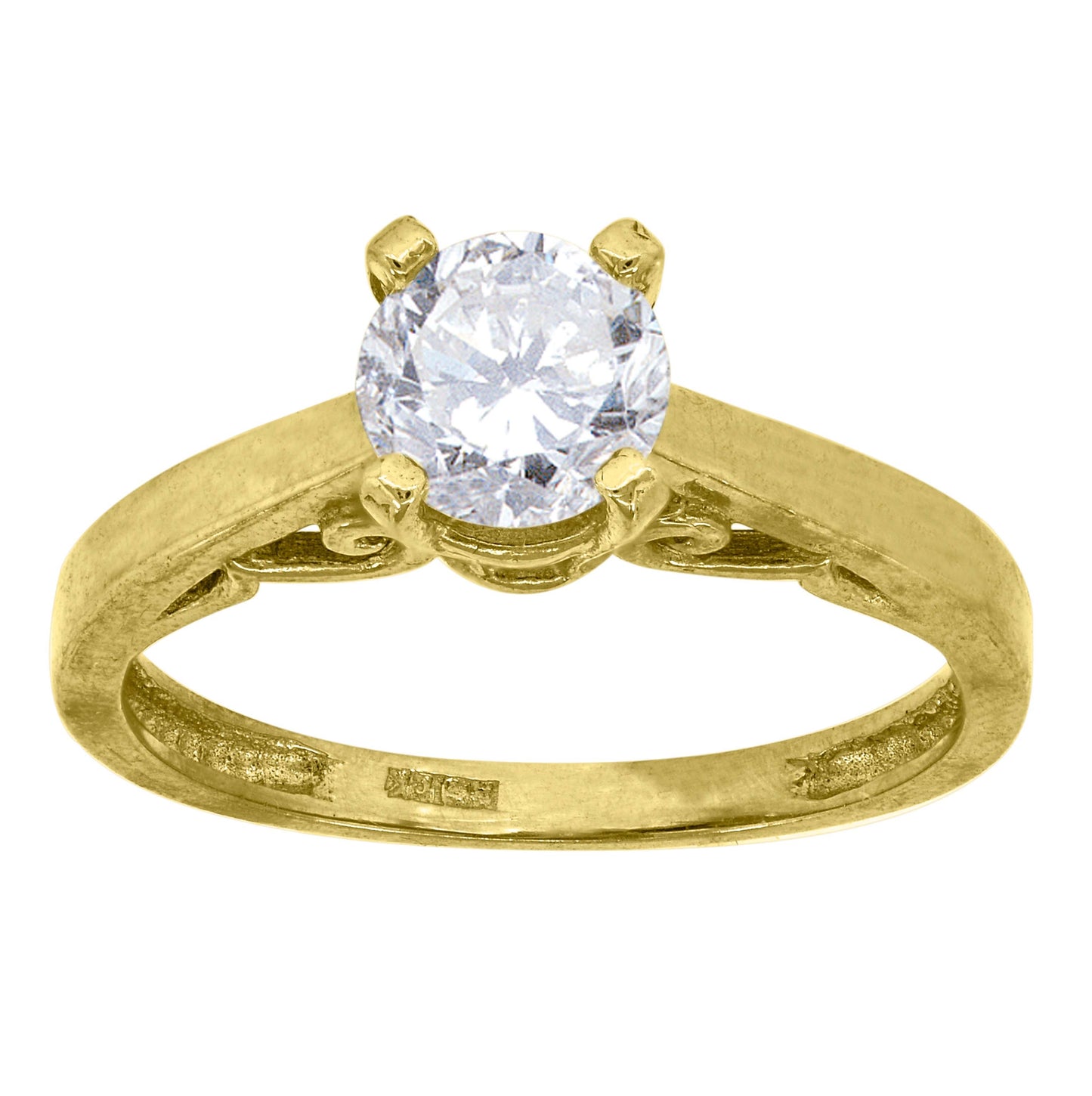 10K Yellow Gold Womens Cubic Zirconia Engagement Ring