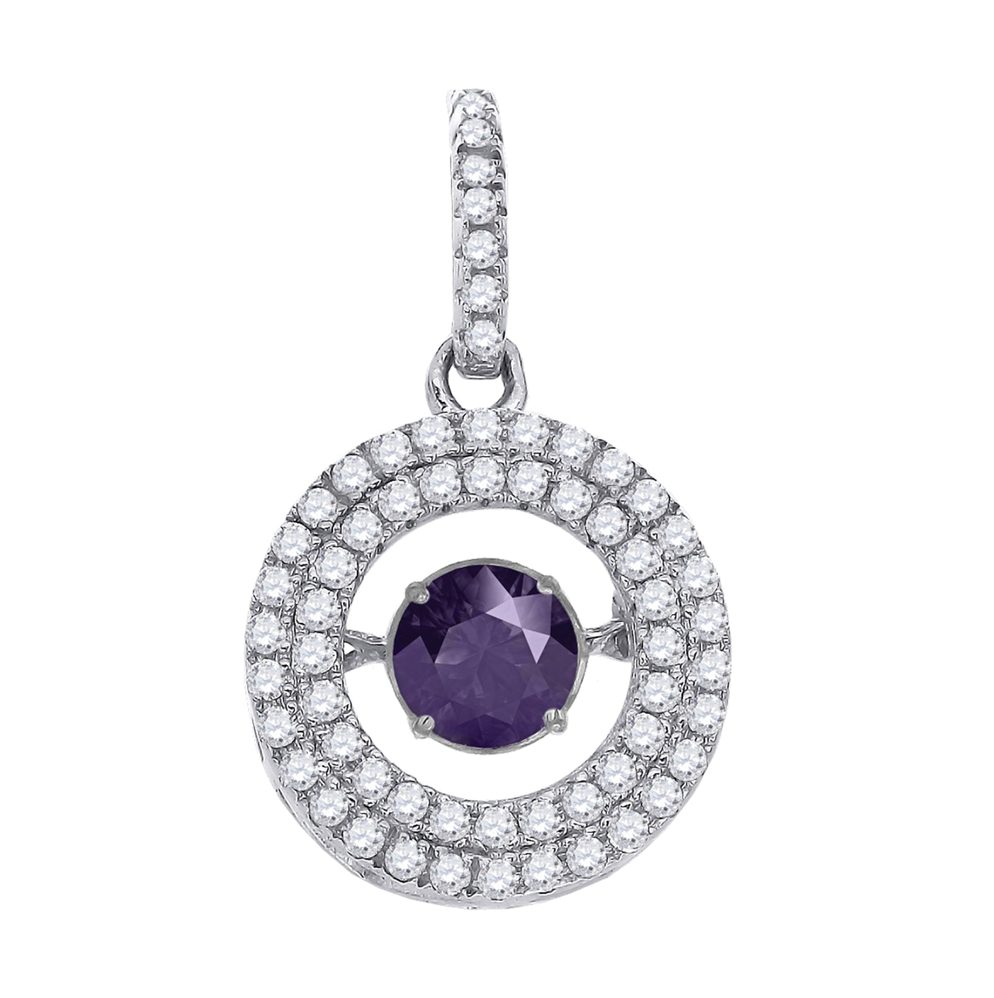Sterling Silver Womens Purple White Cubic Zirconia Fashion Charm Pendant