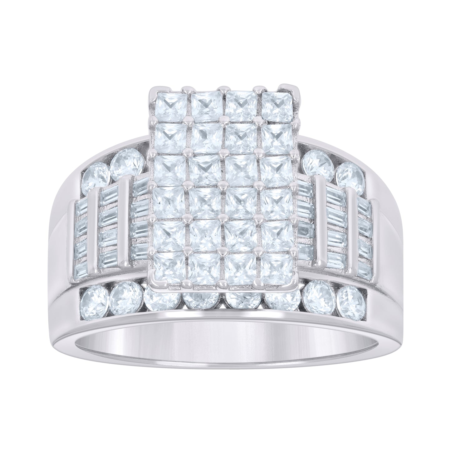 Sterling Silver Women's Cubic Zirconia Cinderella Bridal Anniversary Wedding Engagement Band Ring