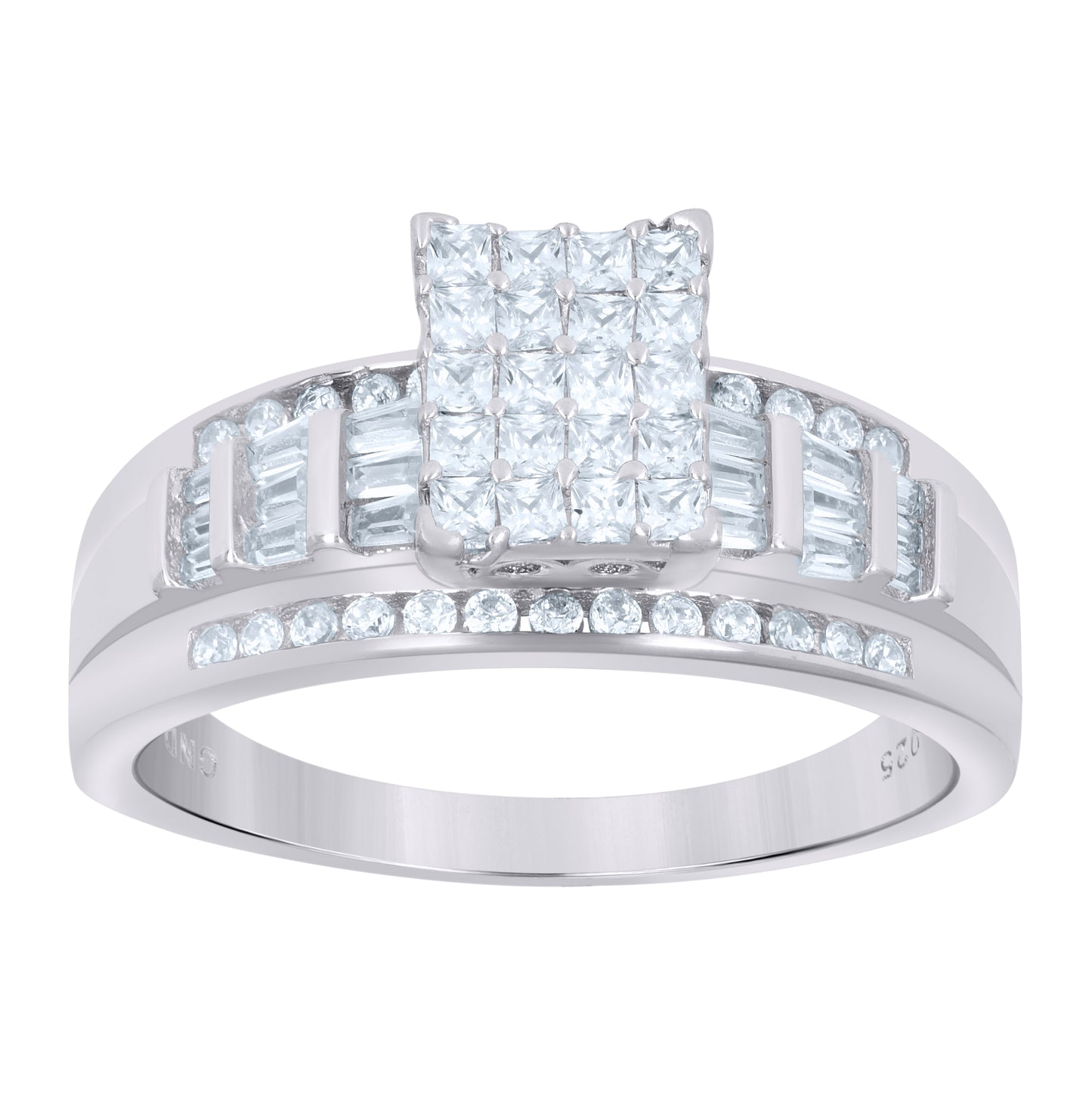 Sterling Silver Women's Cubic Zirconia Cinderella Bridal Anniversary Wedding Engagement Band Ring