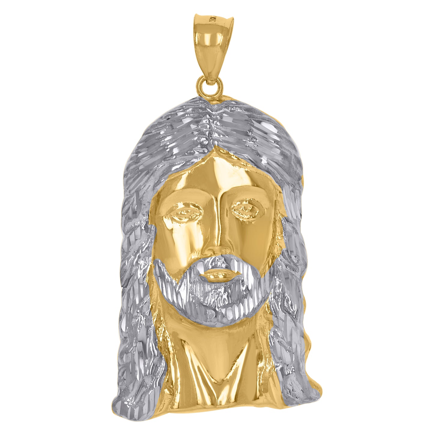 10K Two-Tone Gold Mens Jesus Religious Charm Pendant