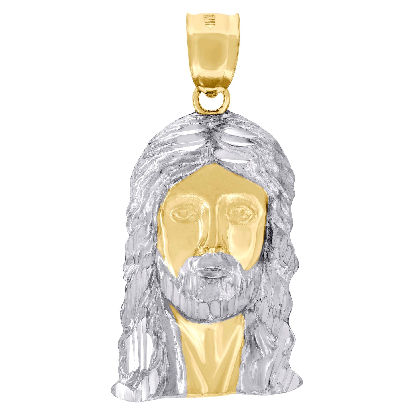 10K Two-Tone Gold Mens Jesus Religious Charm Pendant