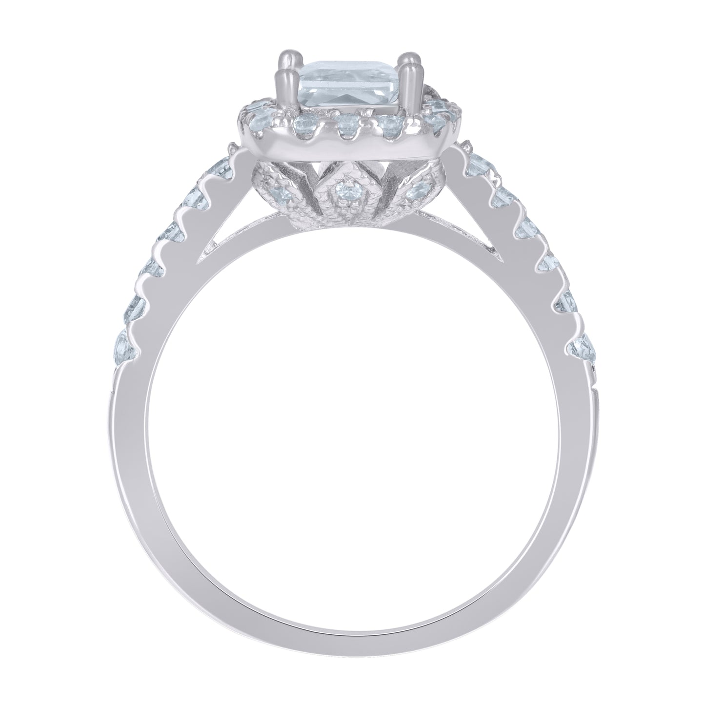 Sterling Silver Womens Emerald Cut Cubic-Zirconia Fashion Bridal Anniversary Engagement Wedding Ring