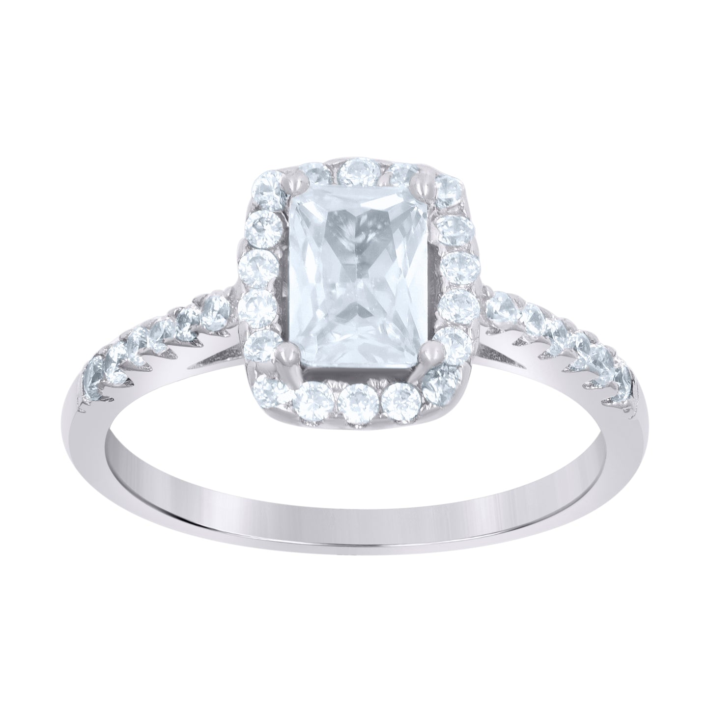 Sterling Silver Womens Emerald Cut Cubic-Zirconia Fashion Bridal Anniversary Engagement Wedding Ring
