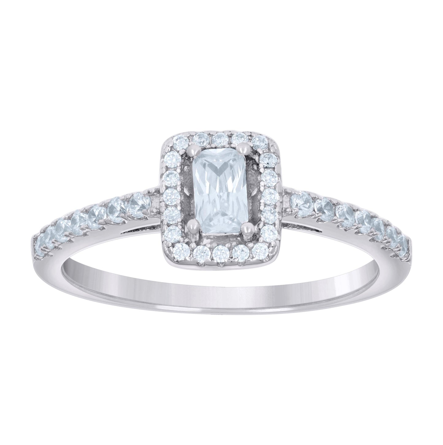 Sterling Silver Womens Emerald Round Cubic-Zirconia Bridal Anniversary Engagement Wedding Ring
