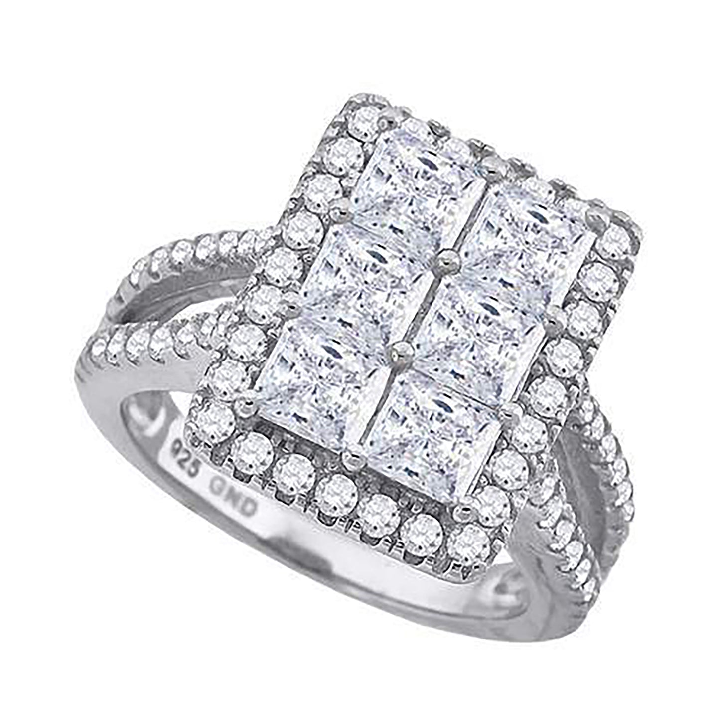Sterling Silver Womens Cubic Zirconia Rectangle Bridal Anniversary Engagement Wedding Ring