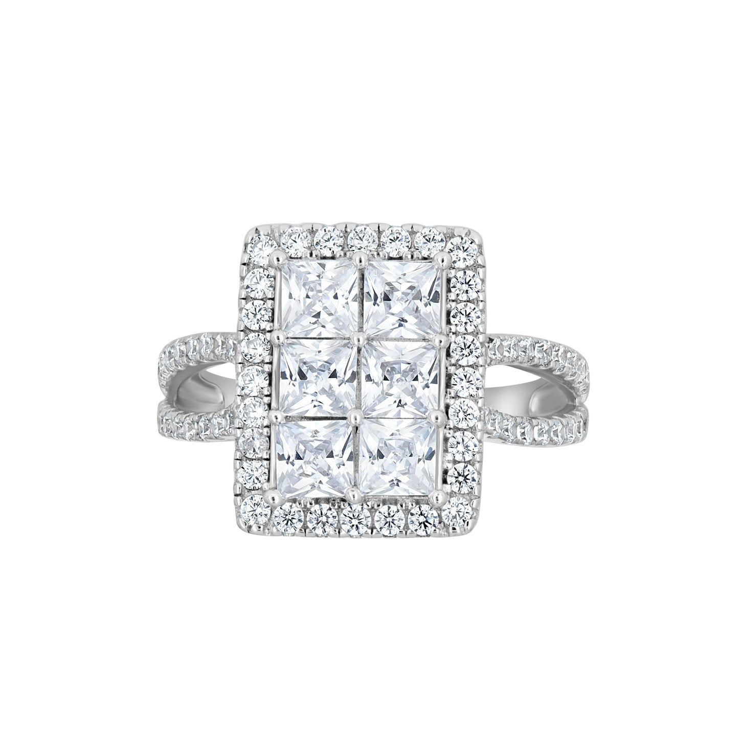 Sterling Silver Womens Cubic Zirconia Rectangle Bridal Anniversary Engagement Wedding Ring