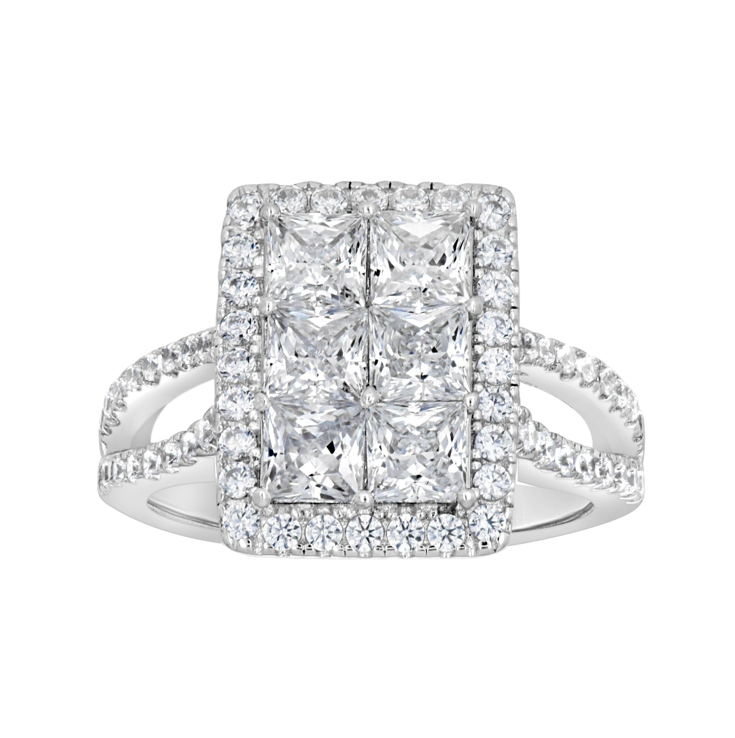 Sterling Silver Womens Cubic Zirconia Rectangle Bridal Anniversary Engagement Wedding Ring