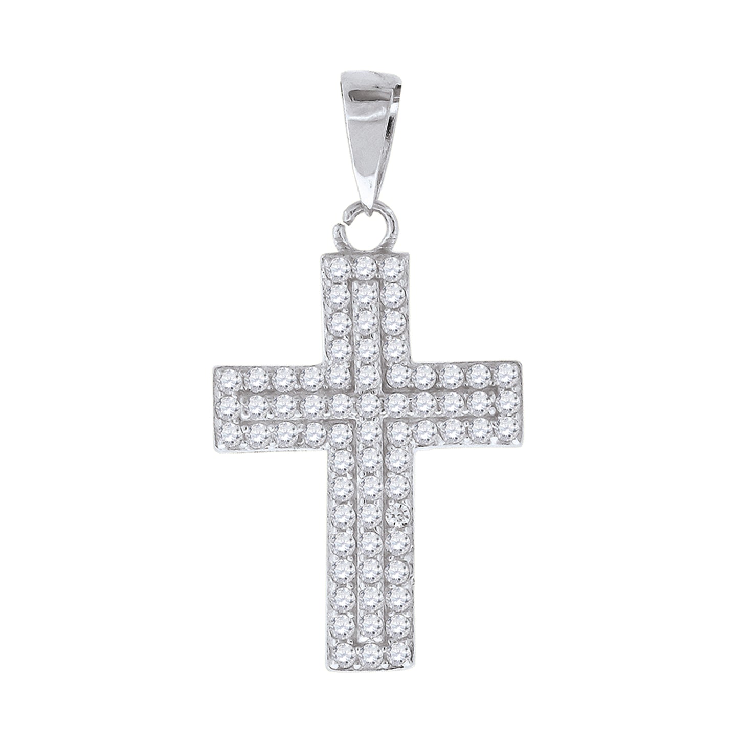 Sterling Silver Mens Cubic Zirconia Cross Religious Charm Pendant