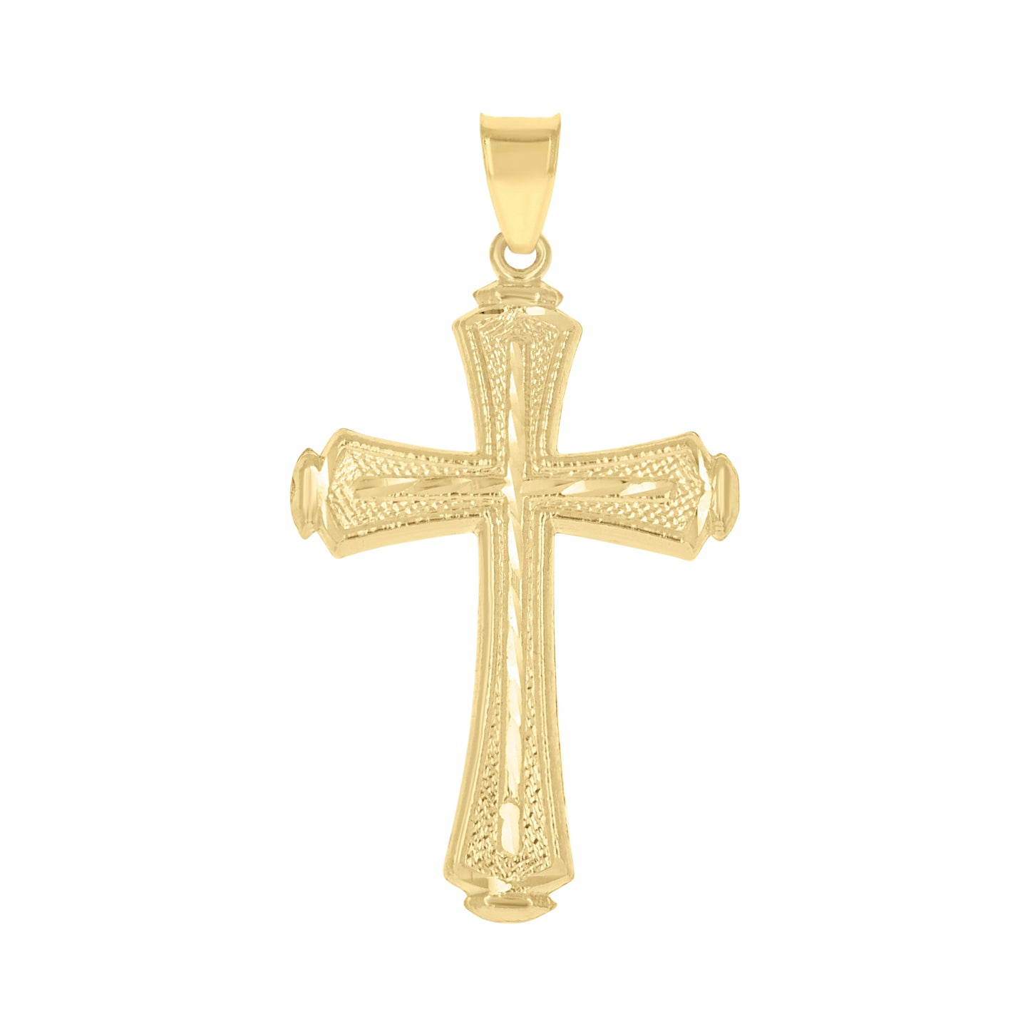 10K Yellow Gold Mens Women Diamond-Cut Cross Religious Charm Pendant