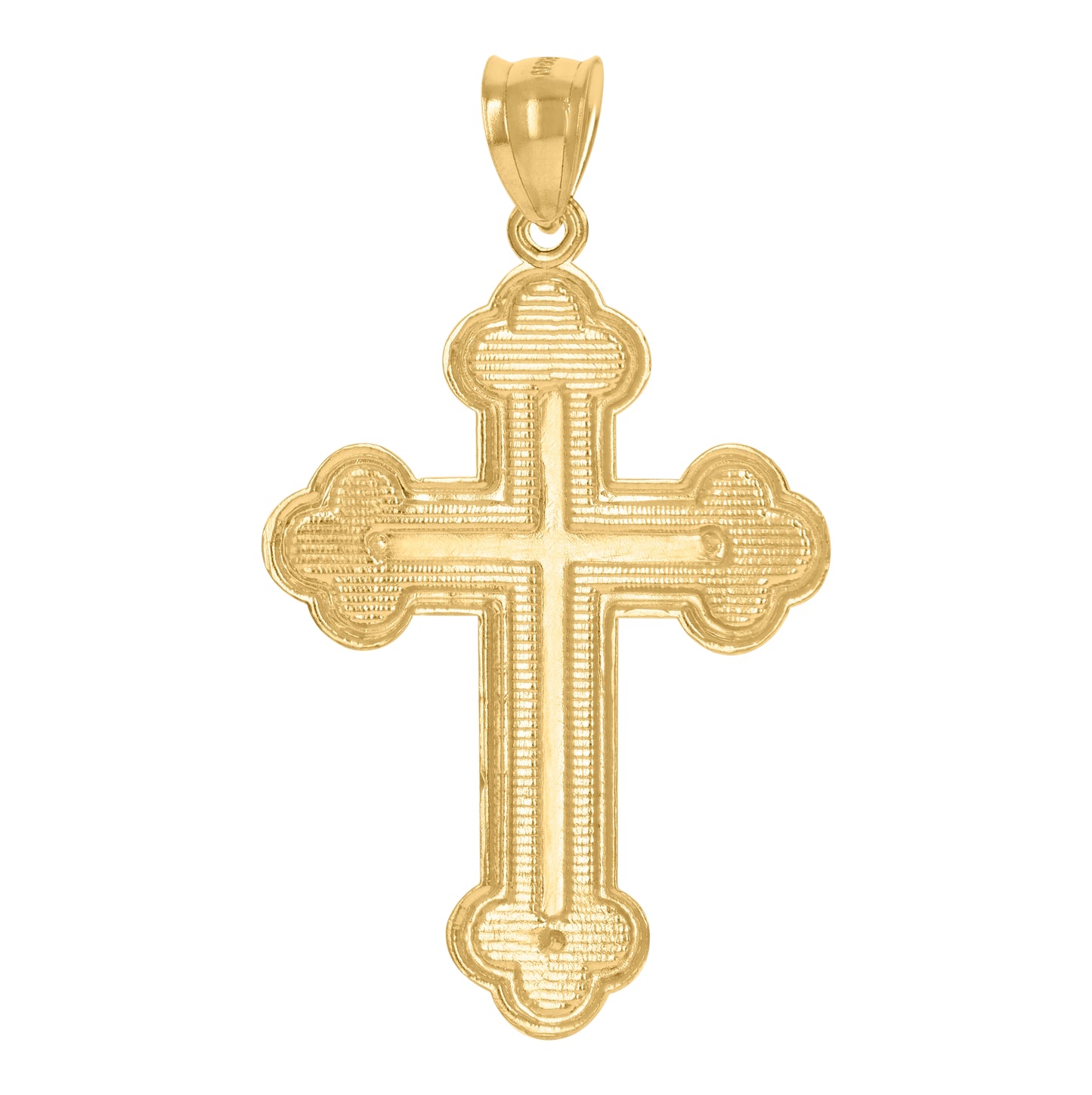10K Yellow Gold Diamond-Cut Mens Cross Religious Charm Pendant