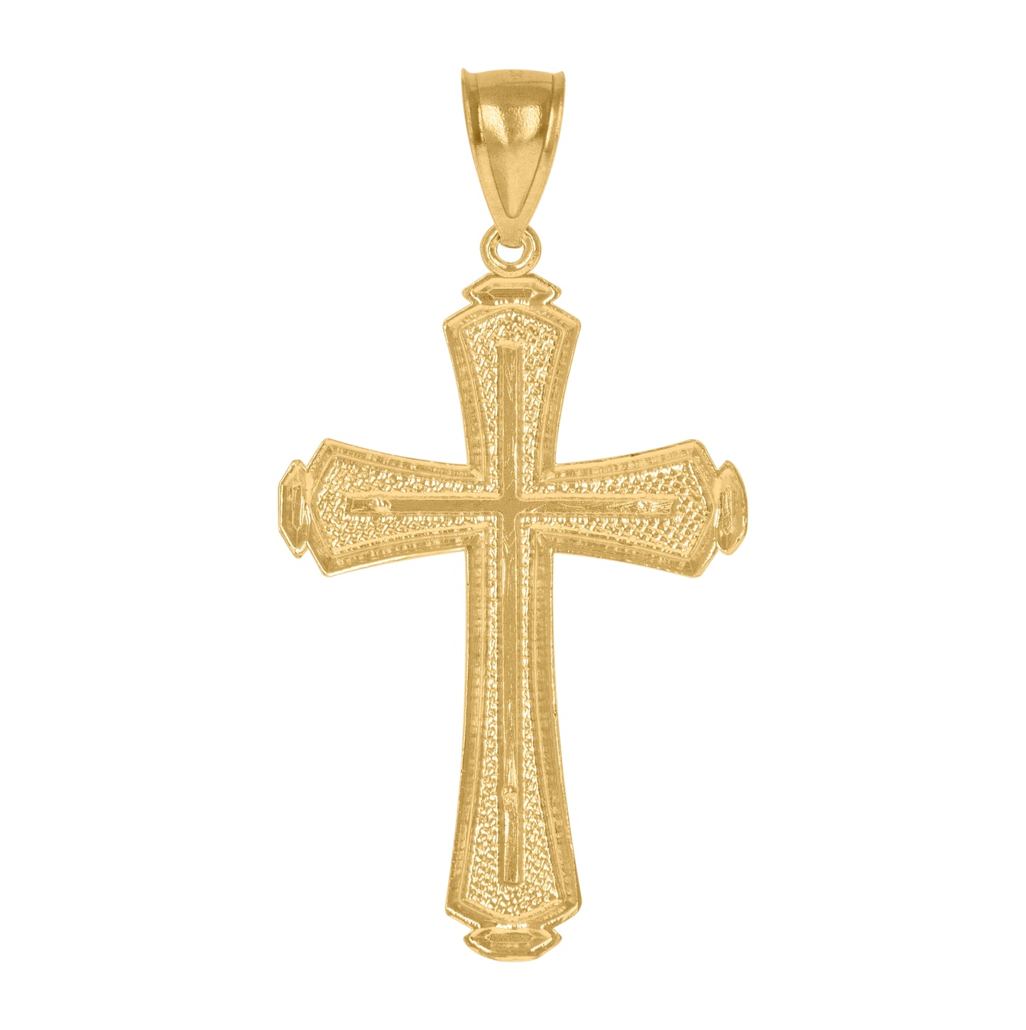 10K Yellow Gold Diamond-Cut Mens Cross Religious Charm Pendant