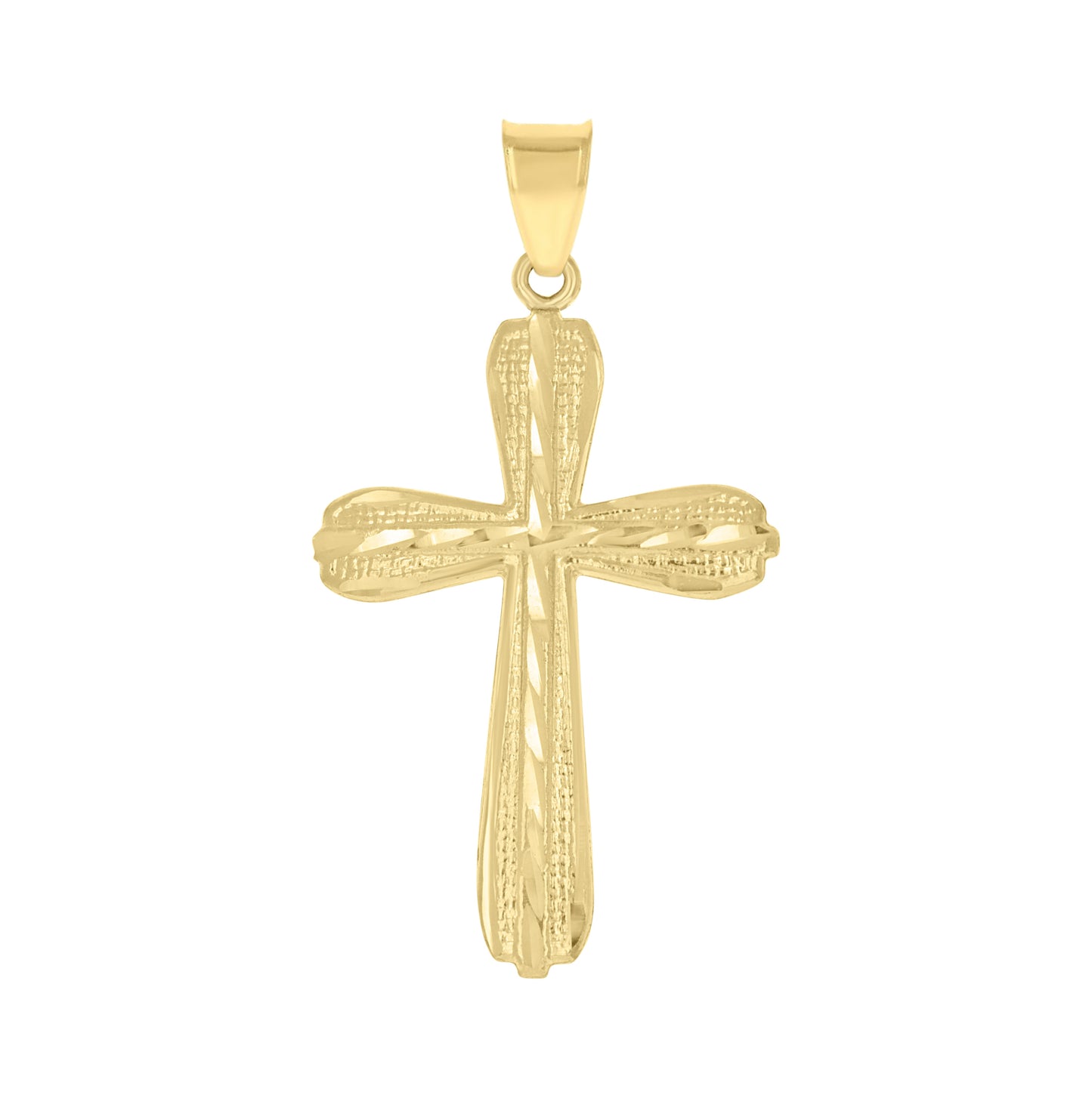 10K Yellow Gold Diamond-Cut Mens Cross Religious Charm Pendant