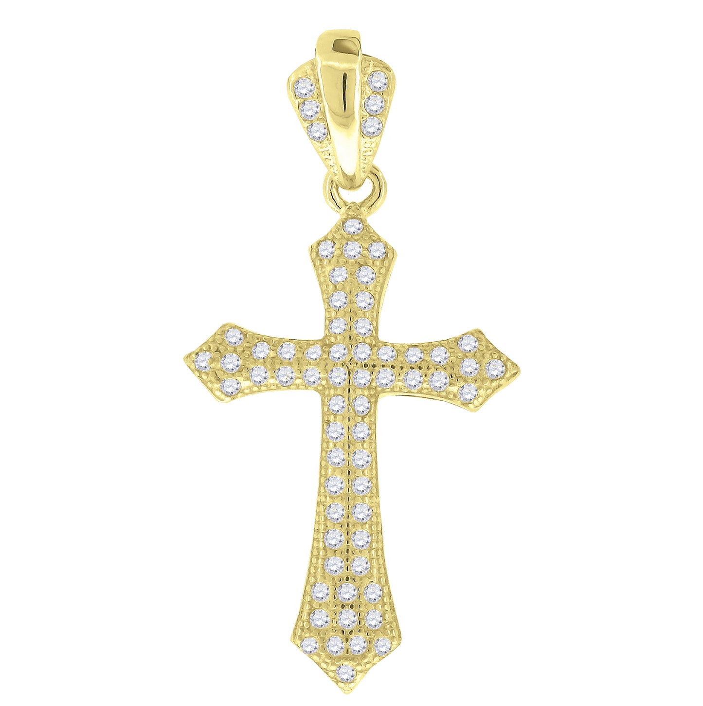 Sterling Silver Yellow-Tone Mens Cubic Zirconia Passion Cross Religious Charm Pendant