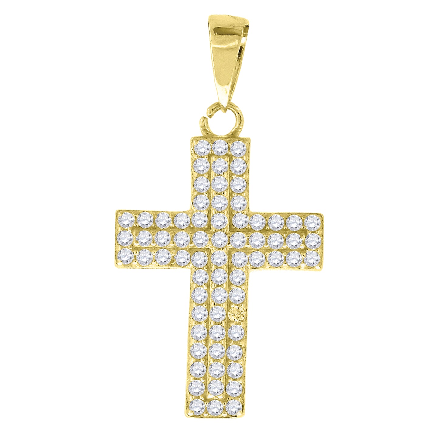 Sterling Silver Mens Cubic Zirconia Cross Religious Charm Pendant