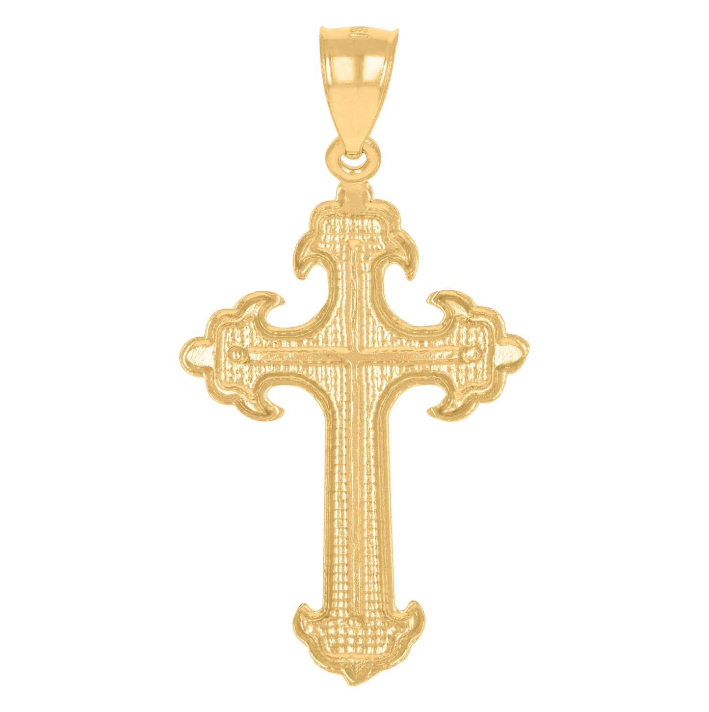 10K Yellow Gold Diamond-Cut Mens Cross Religious Charm Pendant