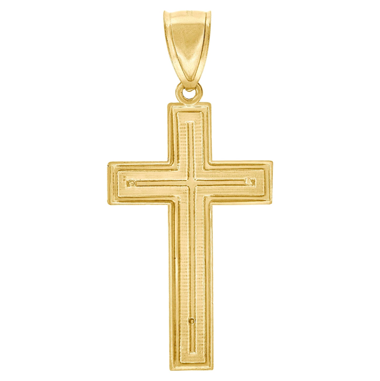 10K Yellow Gold Diamond-Cut Mens Cross Religious Charm Pendant