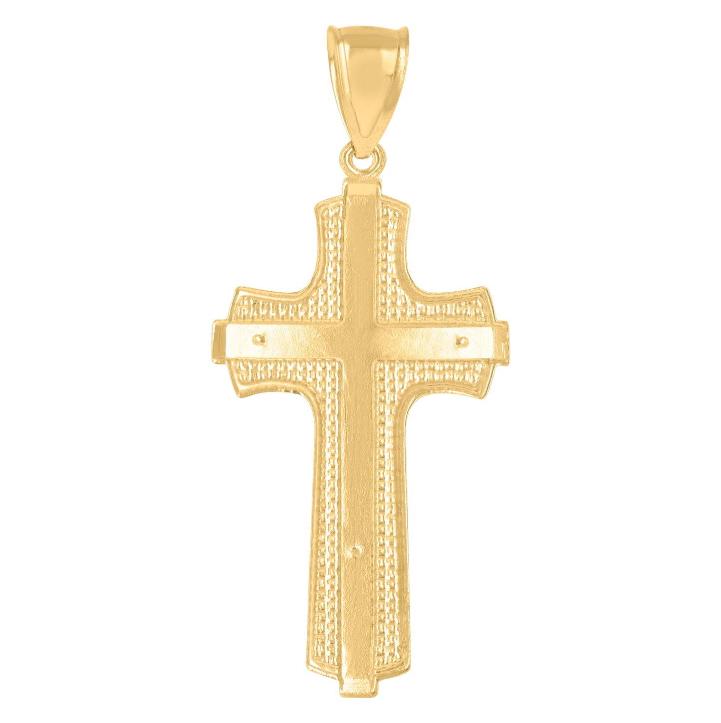 10K Yellow Gold Diamond-Cut Mens Cross Religious Charm Pendant