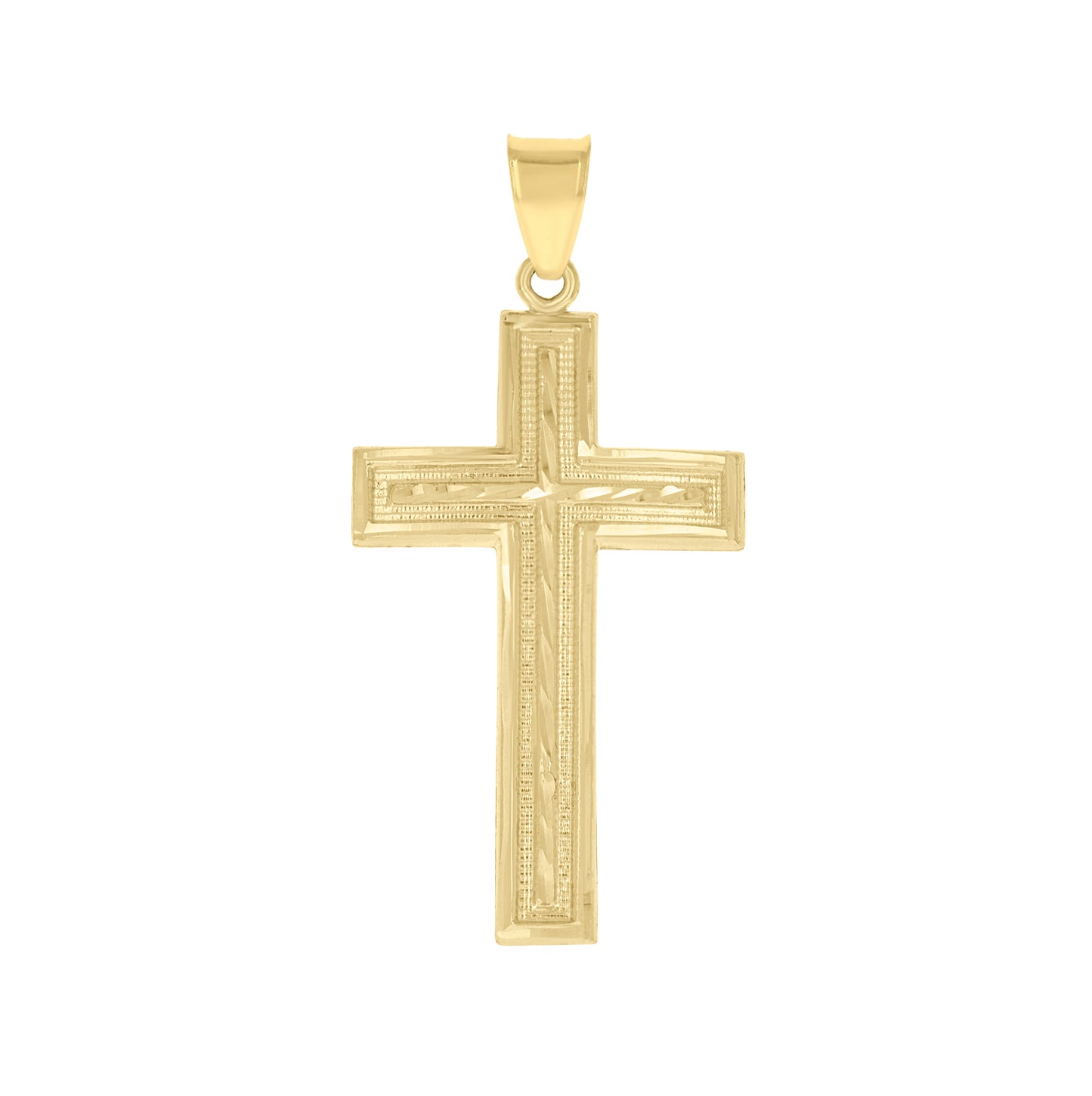 10K Yellow Gold Mens Women Diamond-Cut Cross Religious Charm Pendant
