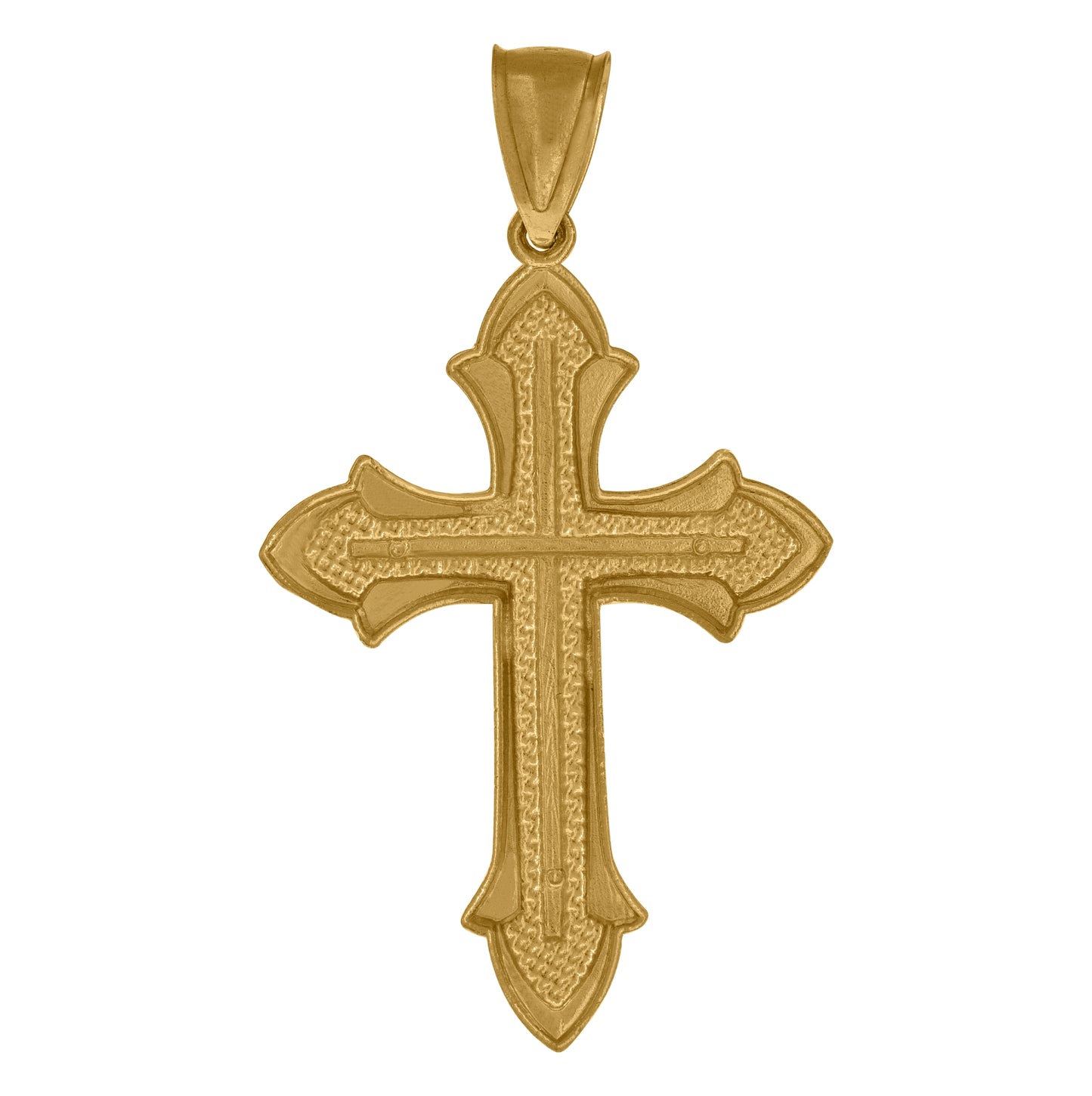 10K Yellow Gold Diamond-Cut Mens Cross Religious Charm Pendant