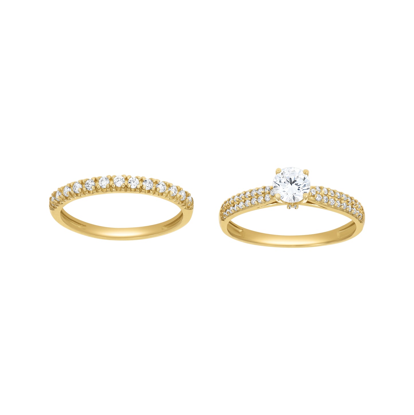 10K Two-Tone Gold Womens Round Cubic Zirconia Bridal Ring Set