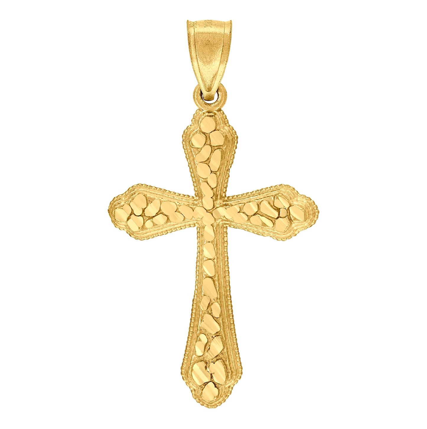 10K Yellow Gold Diamond-Cut Mens Cross Religious Charm Pendant