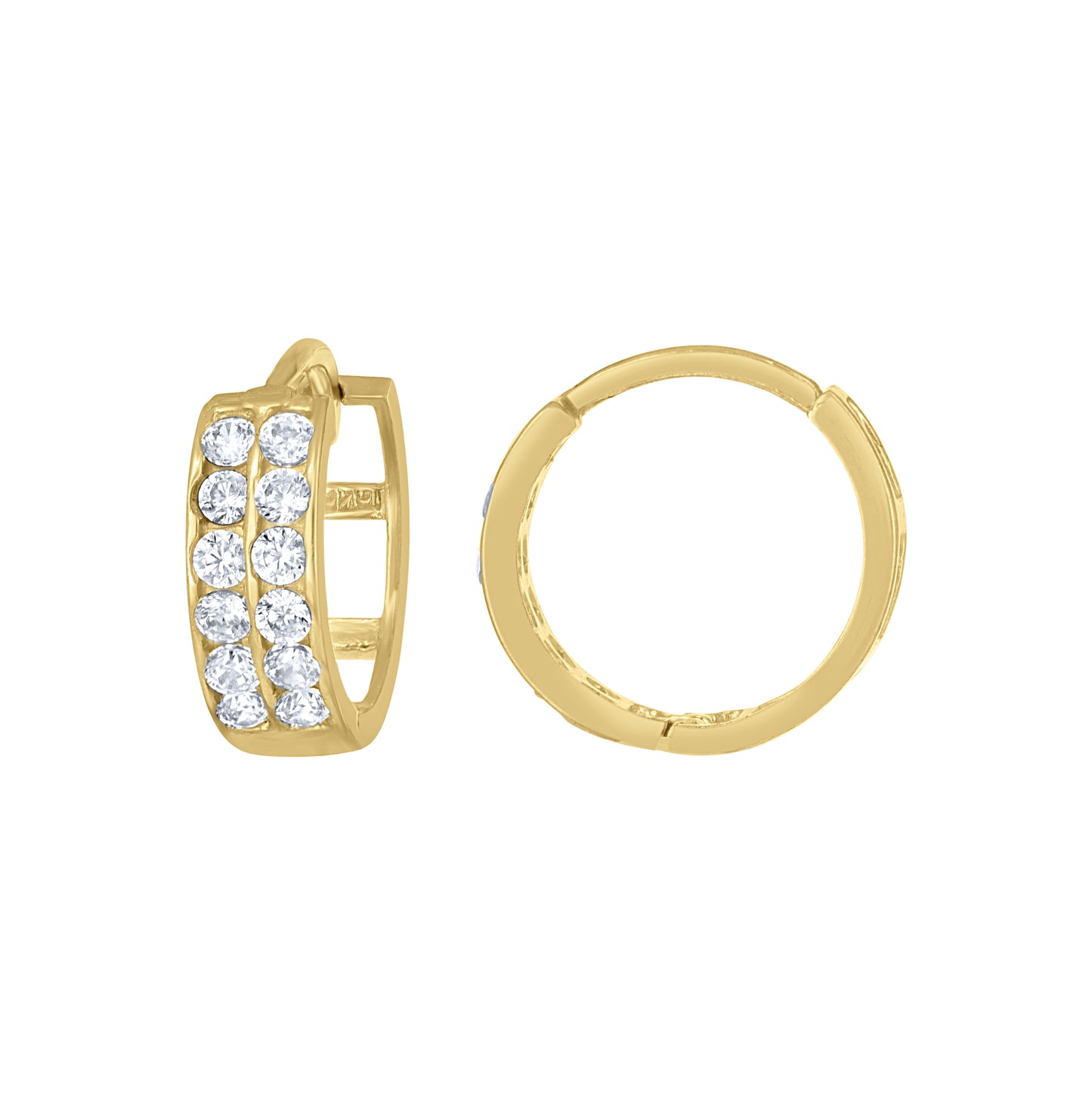 10K Yellow Gold Womens Cubic-Zirconia Cubic Zirconia Double Row Hoop Earrings