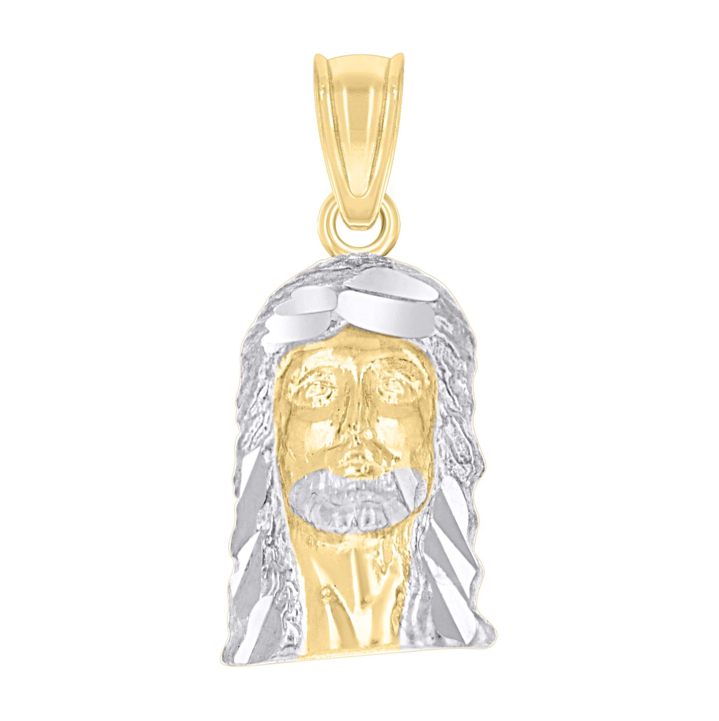 10K Two-Tone Gold Mens Jesus Religious Charm Pendant
