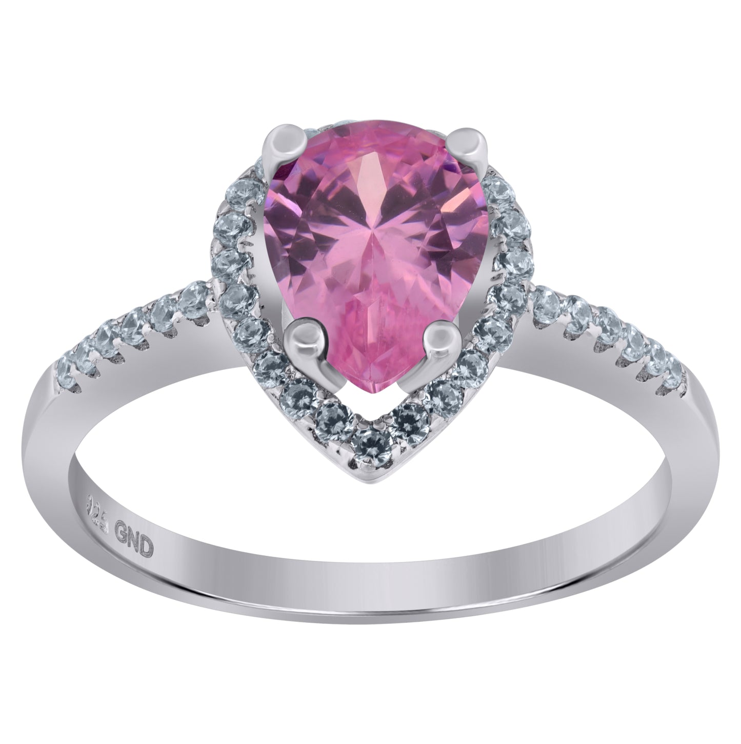Sterling Silver Womens Pink Pear Cubic Zirconia Fashion Bridal Anniversary Wedding Engagement Band Ring
