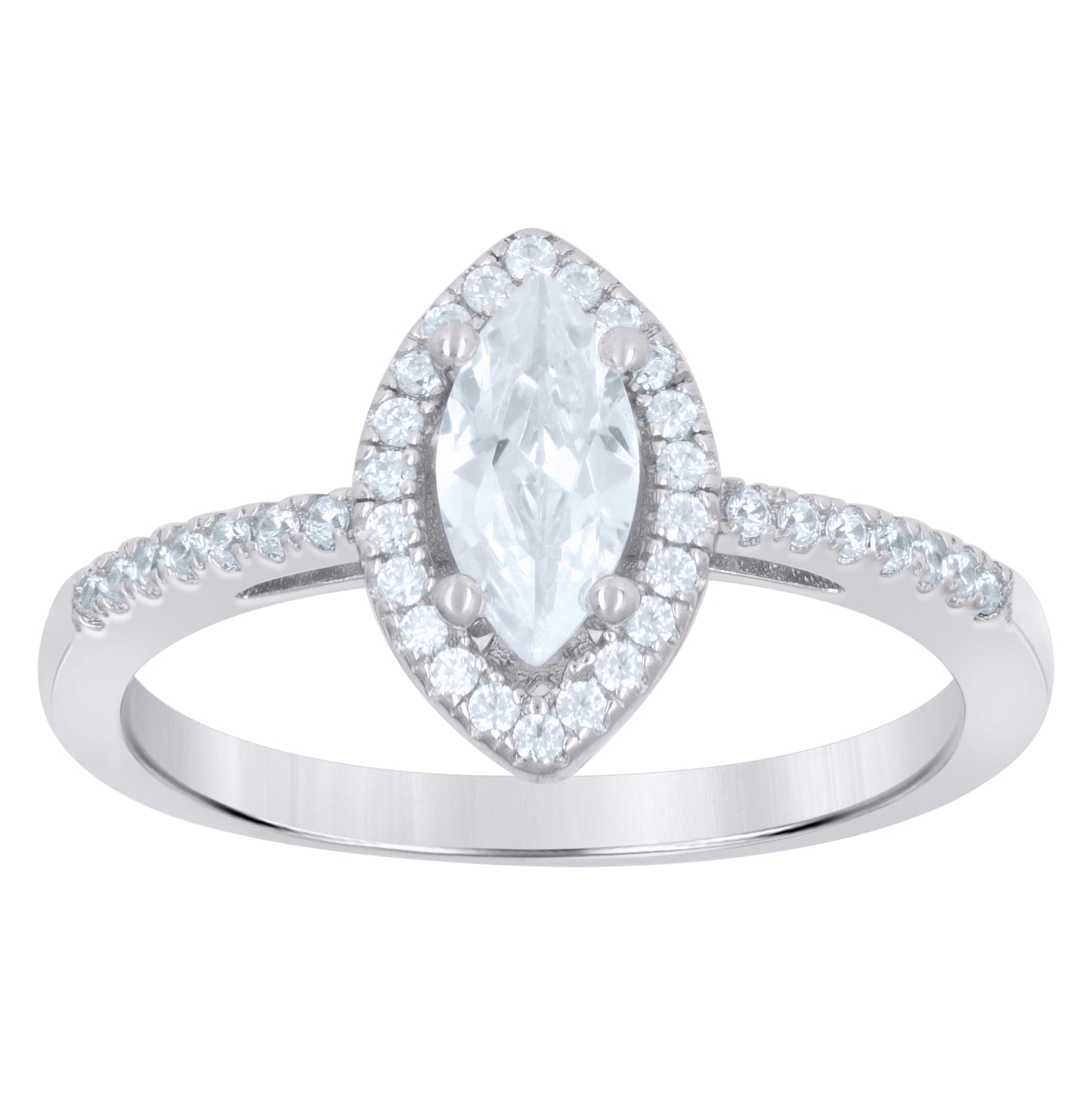 Sterling Silver Womens Marquise Cubic Zirconia Fashion Bridal Anniversary Wedding Engagement Band Ring
