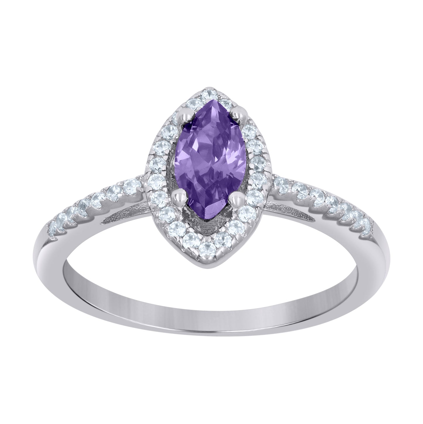 Sterling Silver Womens Marquise Cubic Zirconia Fashion Bridal Anniversary Wedding Engagement Band Ring