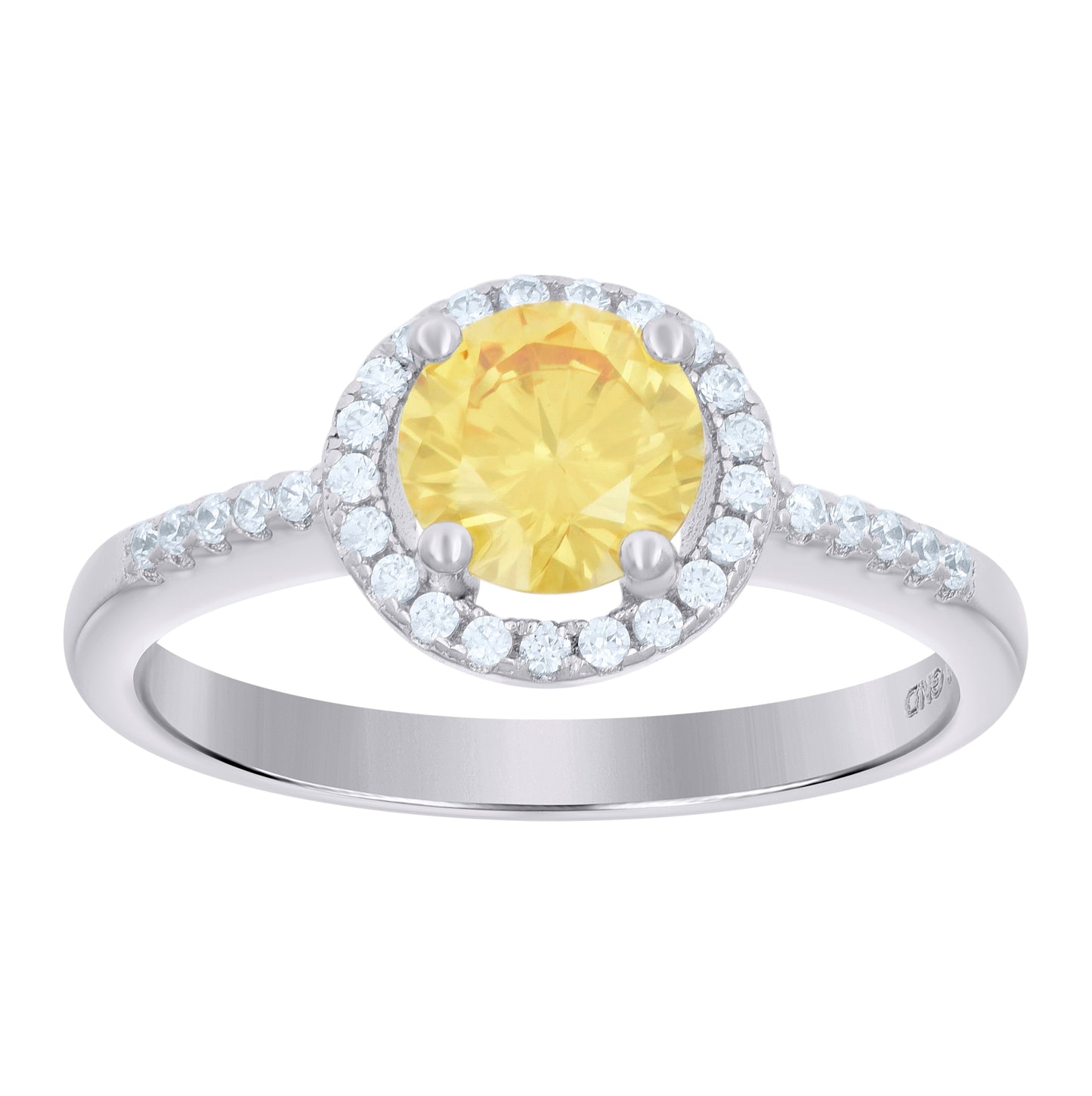 Sterling Silver Womens Yellow Cubic Zirconia Fashion Bridal Anniversary Wedding Engagement Band Ring