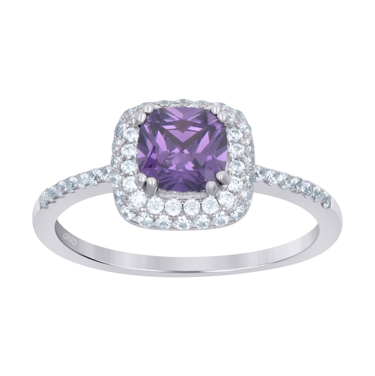 Sterling Silver Womens Purple Cubic Zirconia Halo Bridal Anniversary Wedding Engagement Band Ring