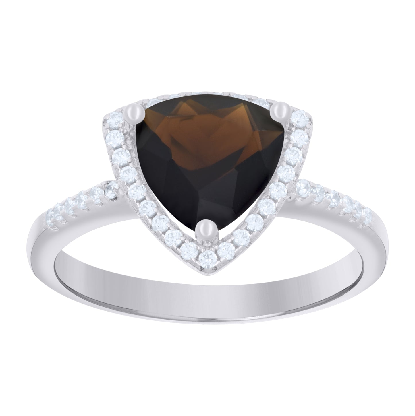 Sterling Silver Womens Brown Trillion Cubic Zirconia Fashion Bridal Anniversary Wedding Engagement Band Ring