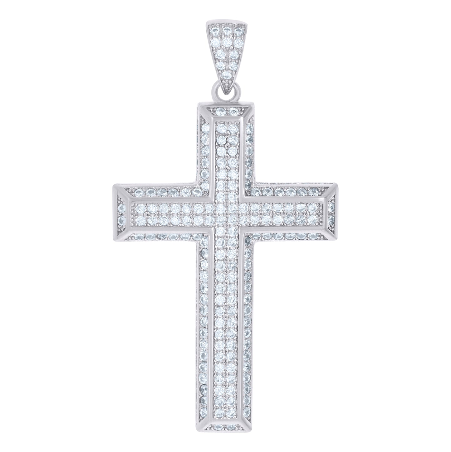 Sterling Silver Unisex Cubic Zirconia Cross Religious Charm Pendant