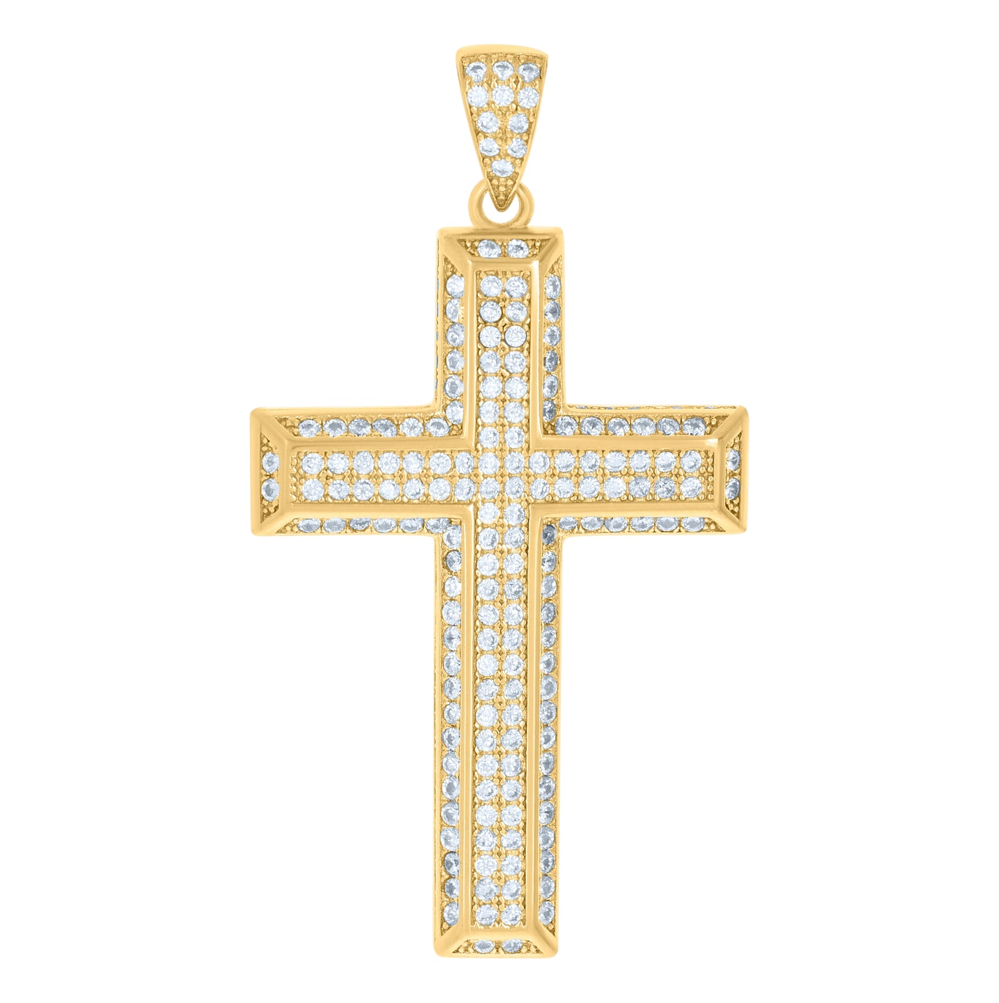 Sterling Silver Unisex Cubic Zirconia Cross Religious Charm Pendant