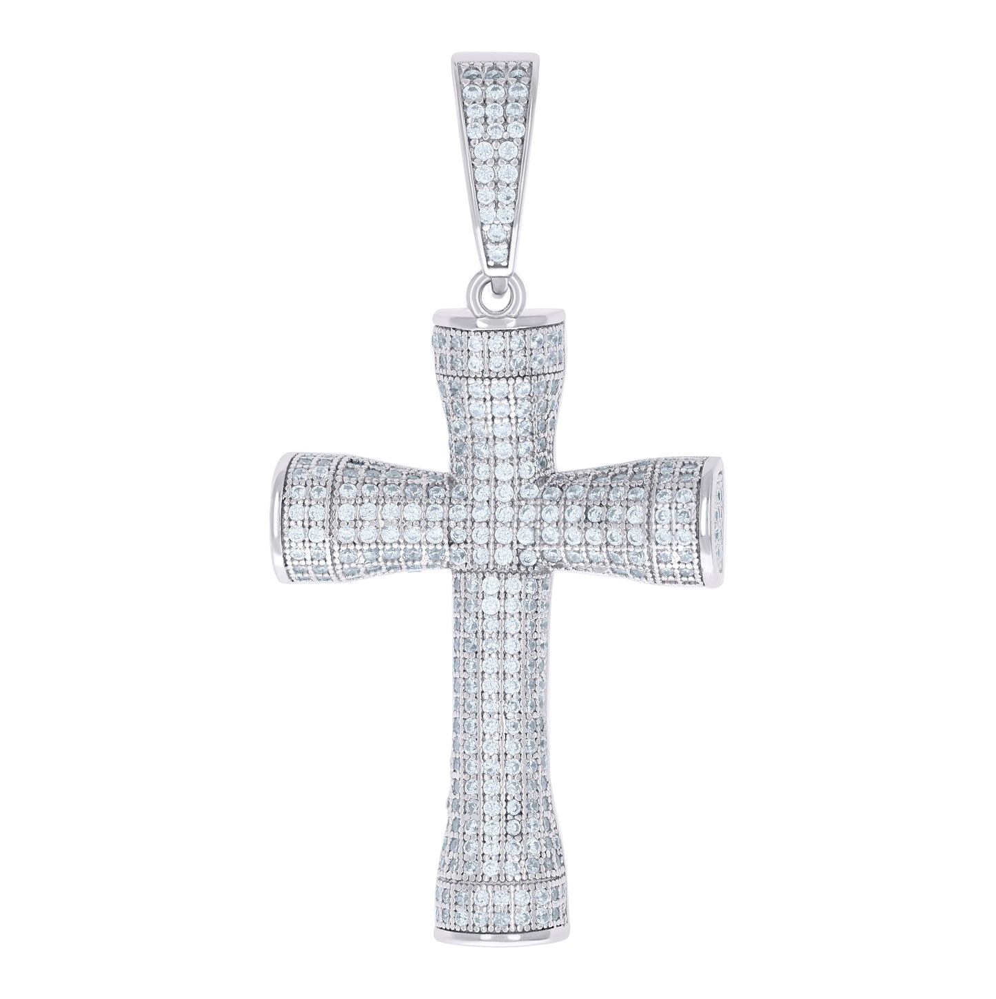 Sterling Silver Unisex Cubic Zirconia Cross Religious Charm Pendant