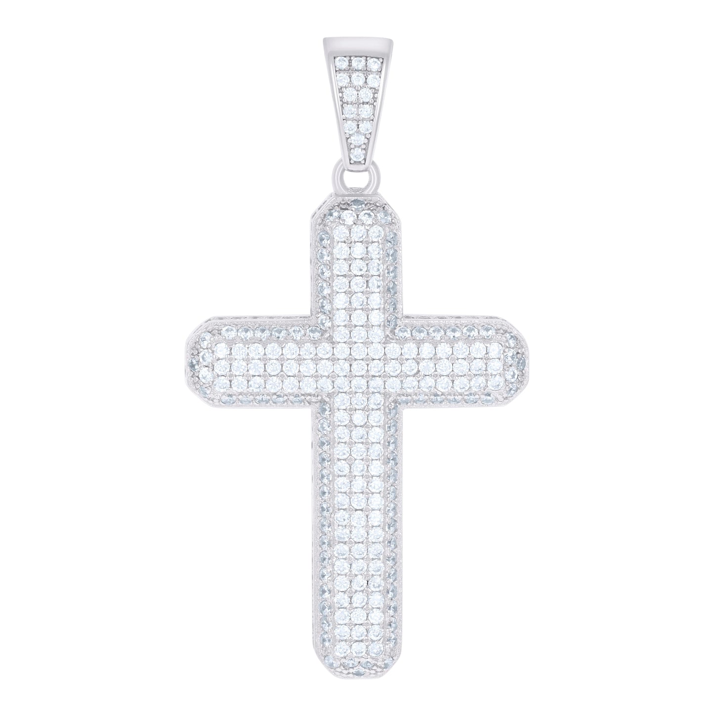 Sterling Silver Unisex Cubic Zirconia Cross Religious Charm Pendant