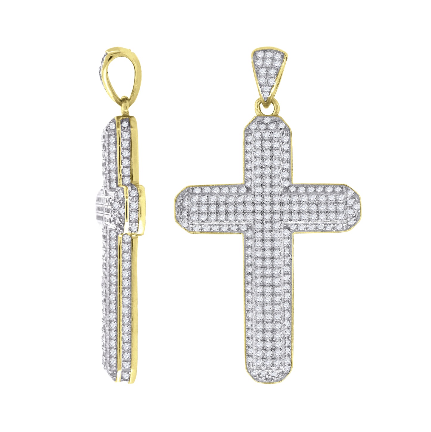 Sterling Silver Unisex Cubic Zirconia Cross Religious Charm Pendant